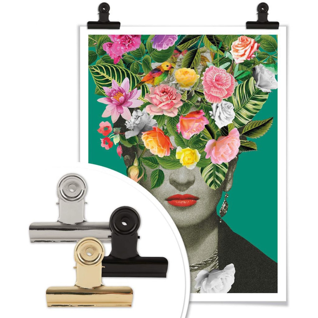 Wall-Art Poster »Frida Floral Blumenstrauß«, Schriftzug, (1 St.)