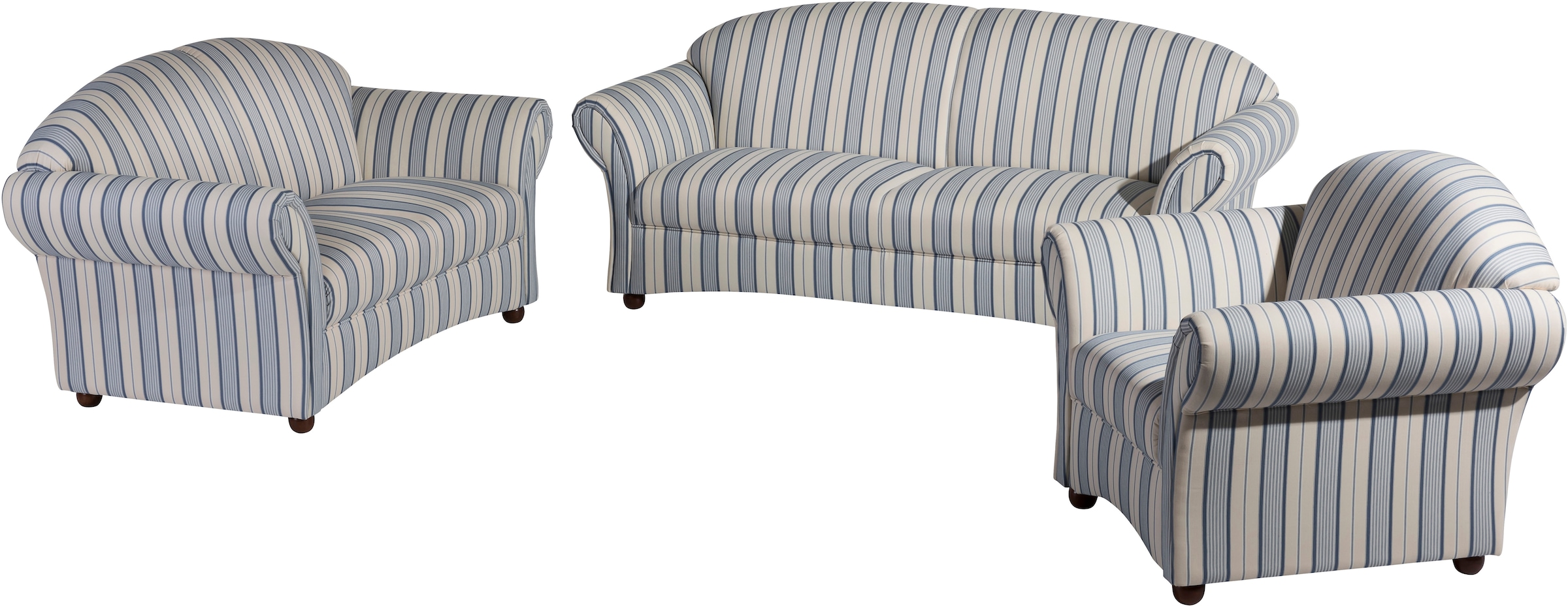 Max Winzer® 2-Sitzer »Caros, klassisch modernes Sofa im Landhausstil, mit hohem Sitzkomfort«, Retro, bequem durch Federkernunterfederung, Streifendesign