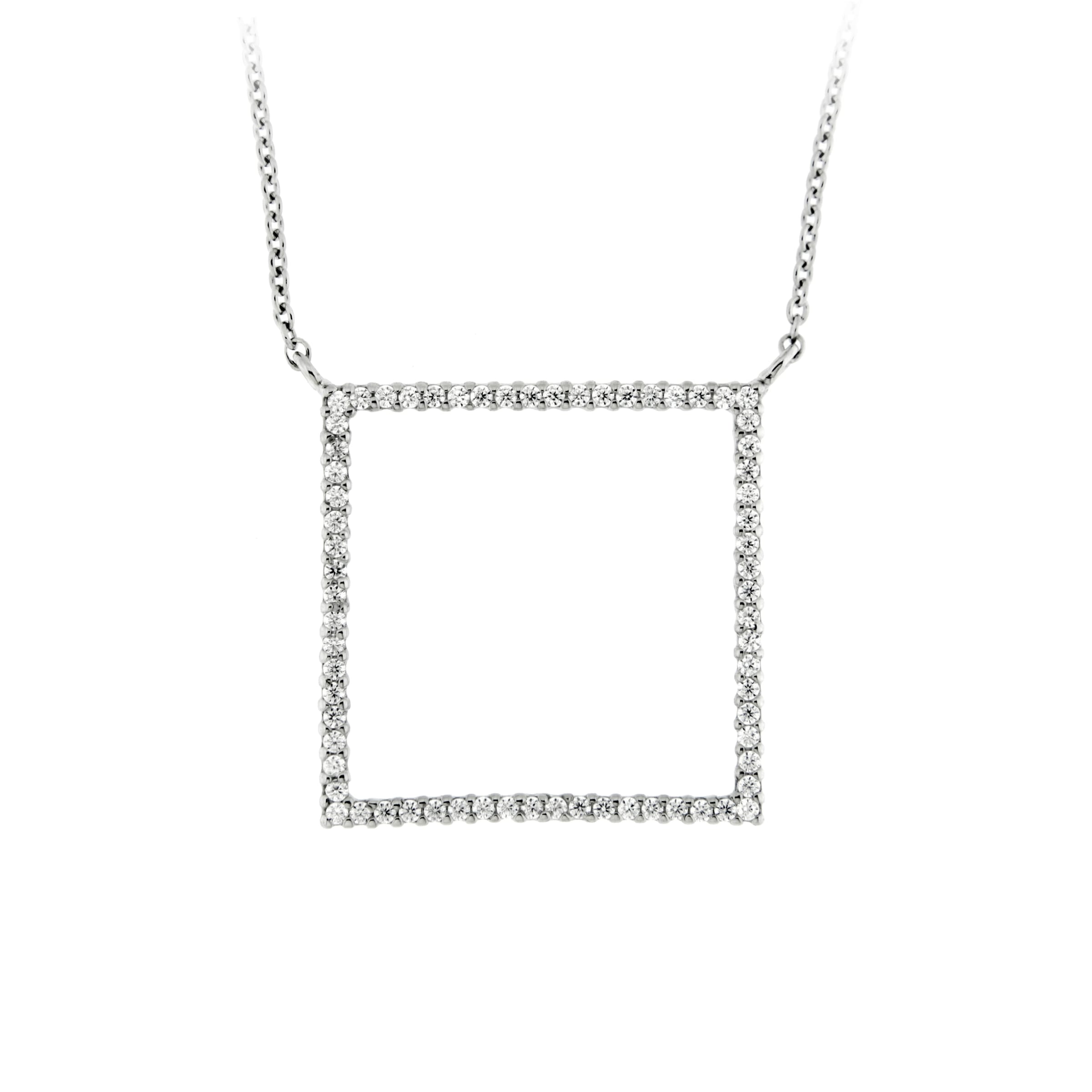 Collier »Collier Mittelteil quadratisch mit Zirkonia Steinen, Silber 925«