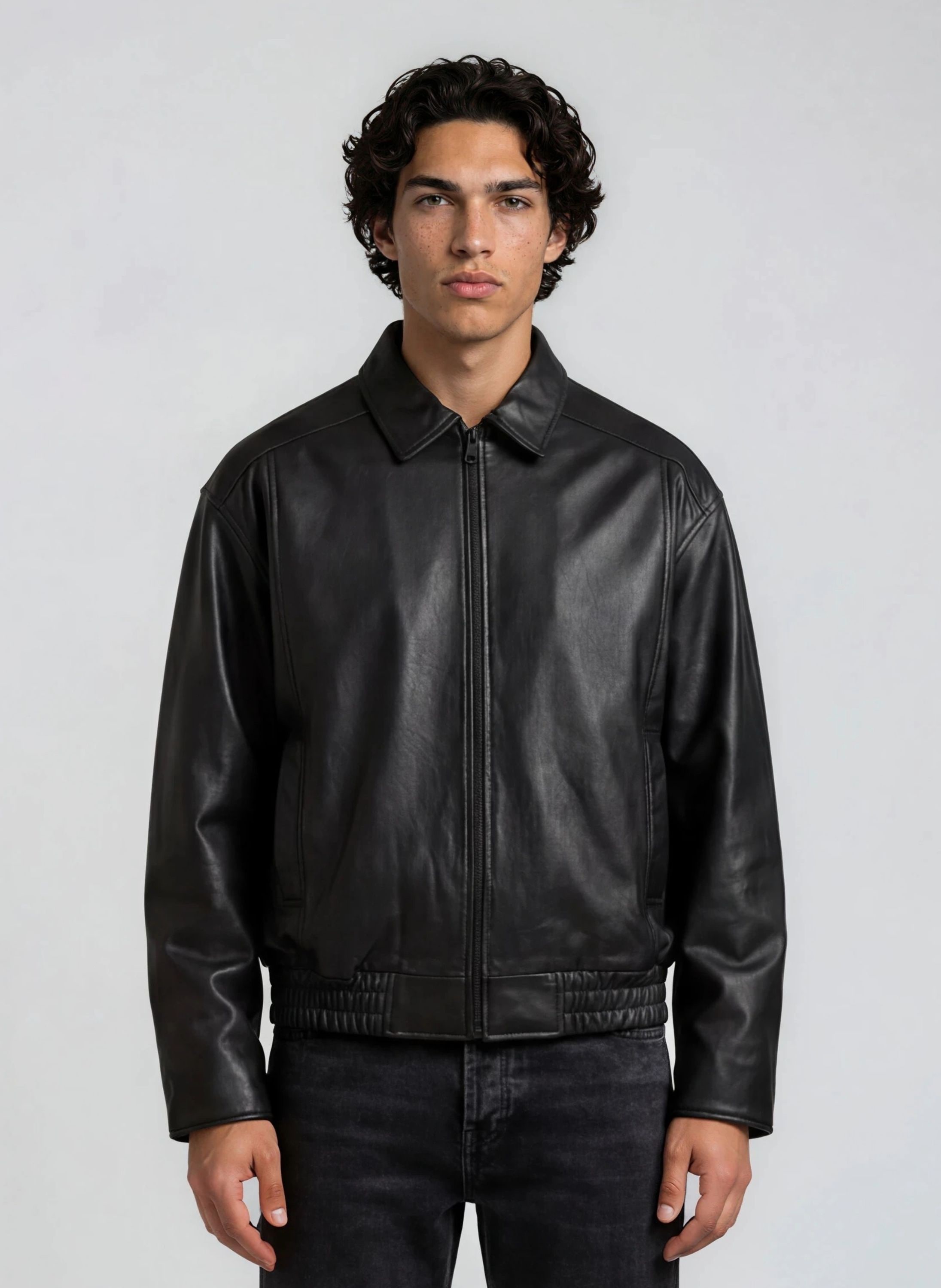trueprodigy Lederjacke »Pekka Blouson Schnitt mit Hemdkragen und elastischen Saum« ohne Kapuze