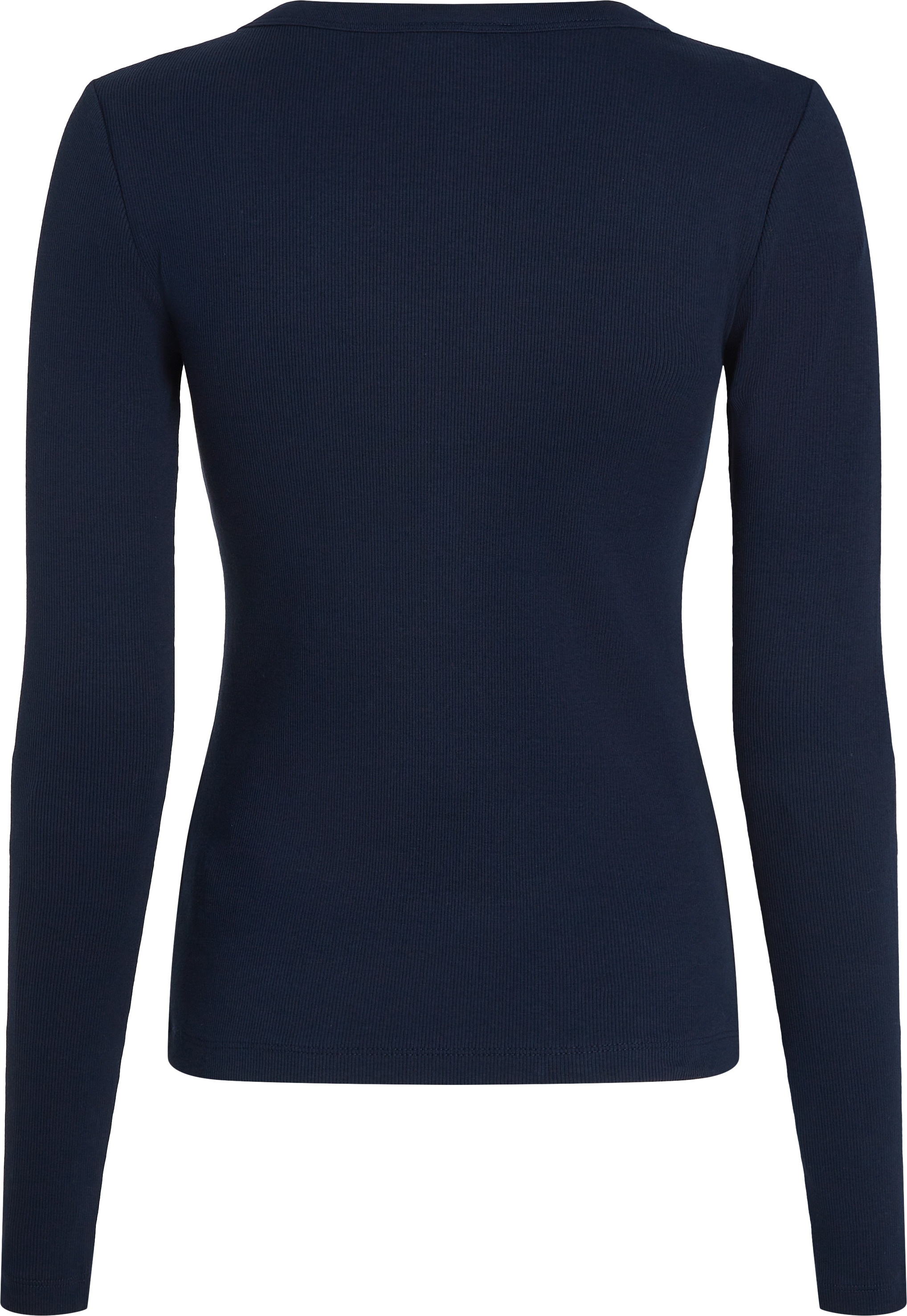 Tommy Hilfiger Langarmshirt »SLIM HENLEY GB SCOOP-NK LS«, mit Rippenstruktur, mit Metalllabel