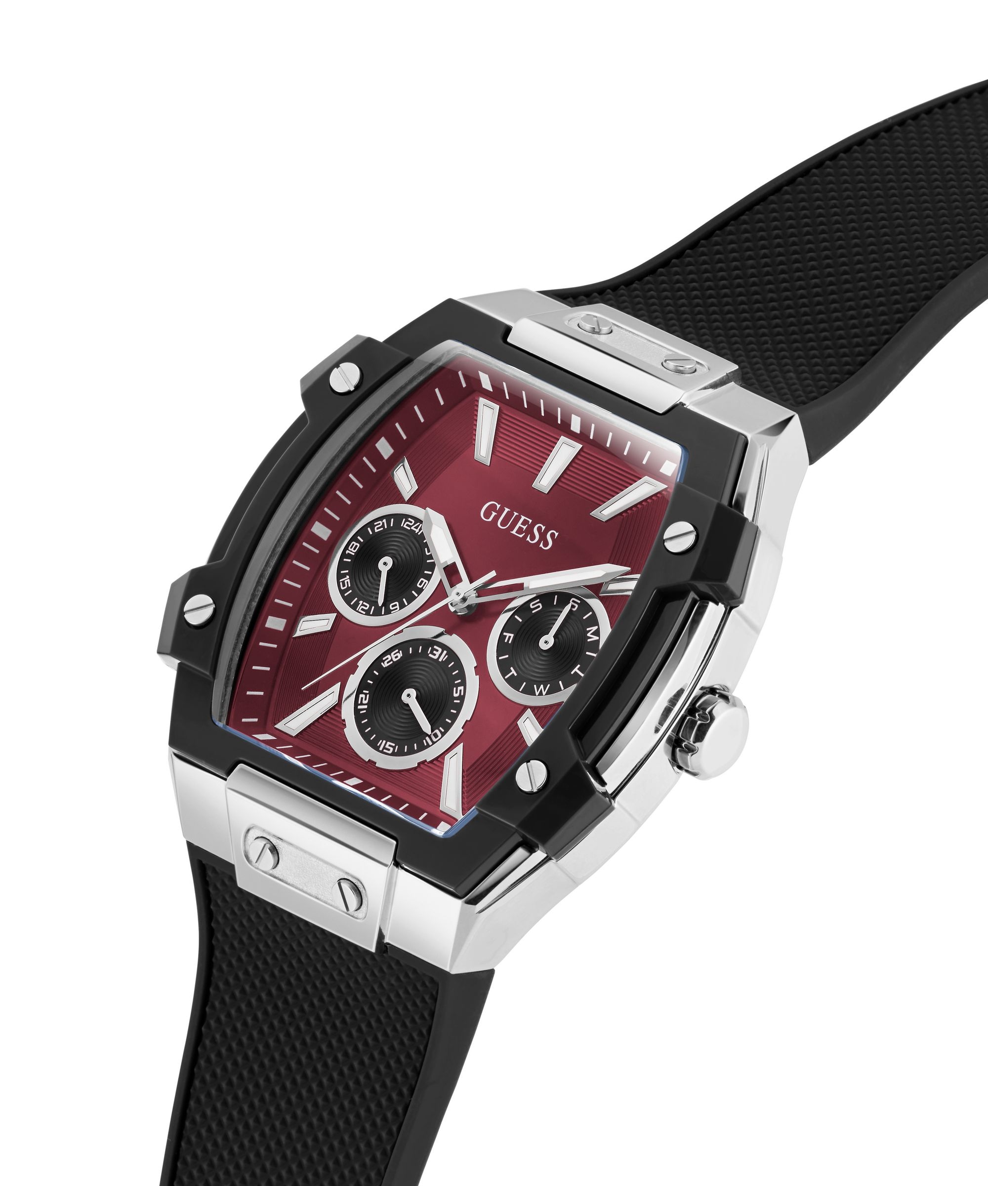 Guess Multifunktionsuhr »PHOENIX« Quarzuhr, Armbanduhr, Herrenuhr, Silikonarmband, analog, Wochentag