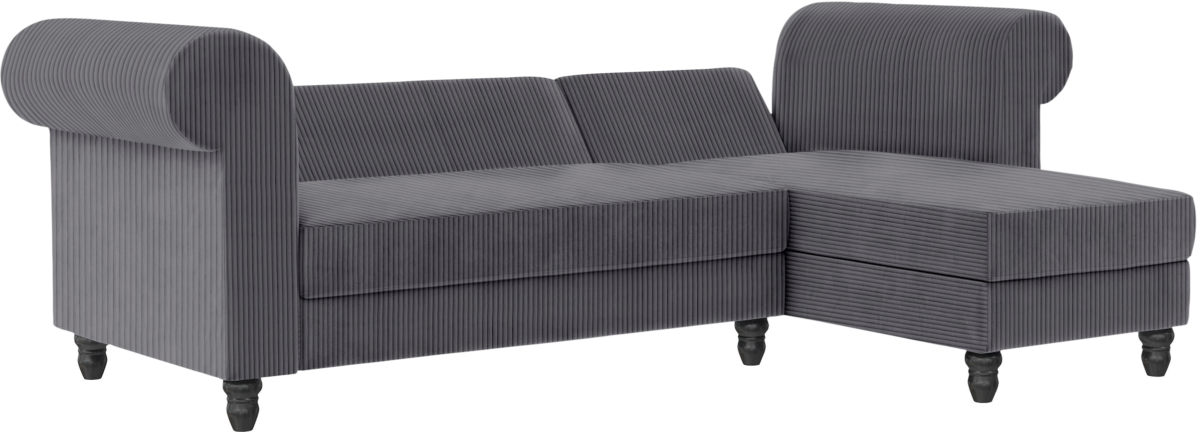Dorel Home Ecksofa »Felix II, L-Form, Schlafsofa 241cm (Liegefl. 108/195 cm),«, verstellb. Rückenlehne, Recamiere wechselbar, Cord