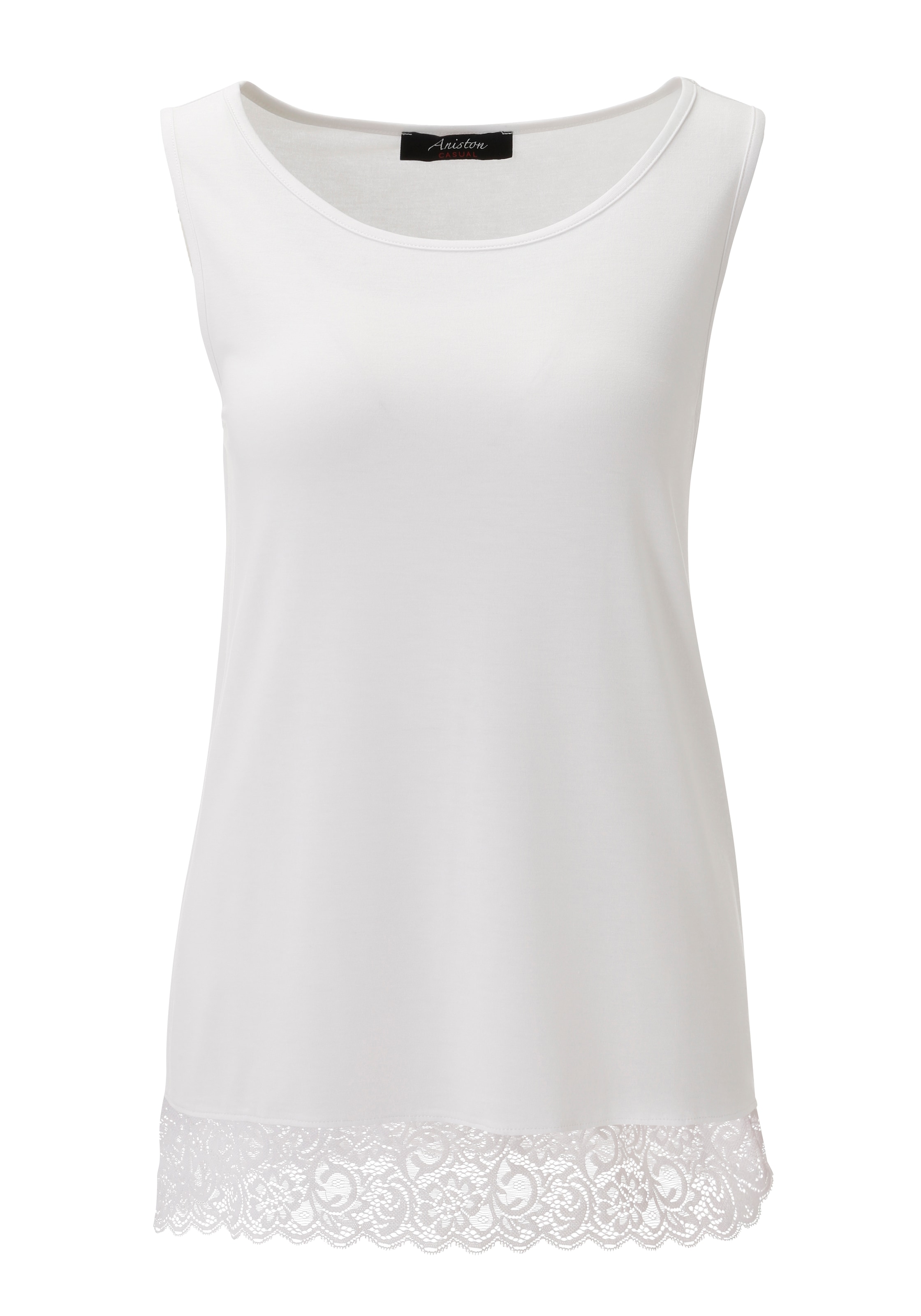 Aniston CASUAL Tanktop mit gewellter, elastischer Spitzenborte am Saum - NEUE KOLLEKTION