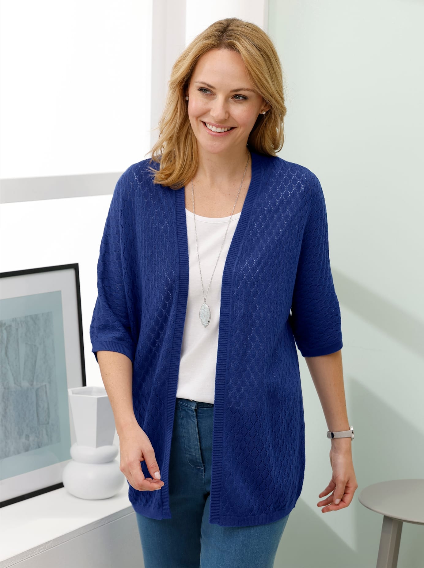 Classic Basics Ajourstrickjacke