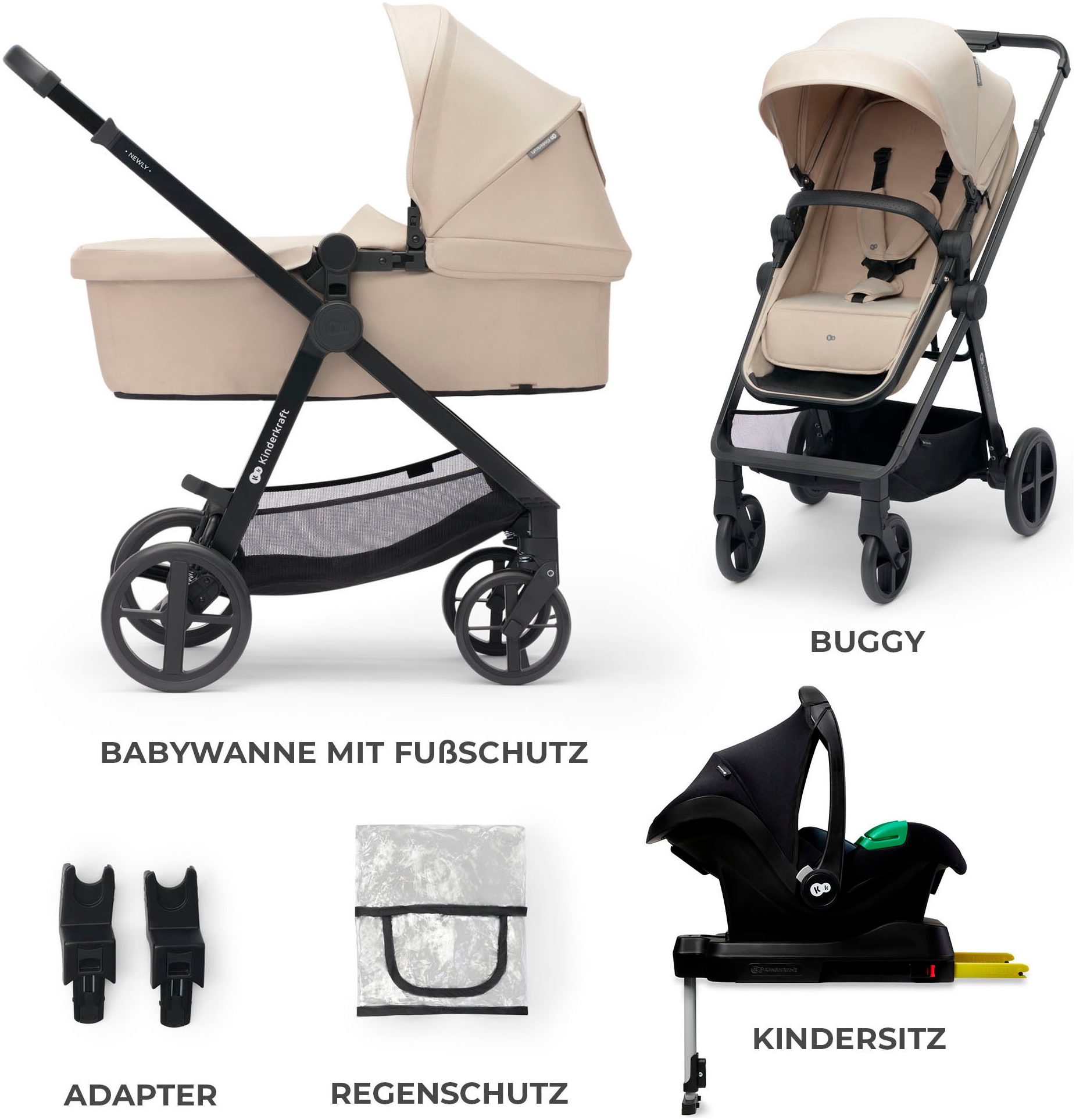 Kinderkraft Kombi-Kinderwagen »NEWLY 4IN1 MINK PRO«, 22 kg