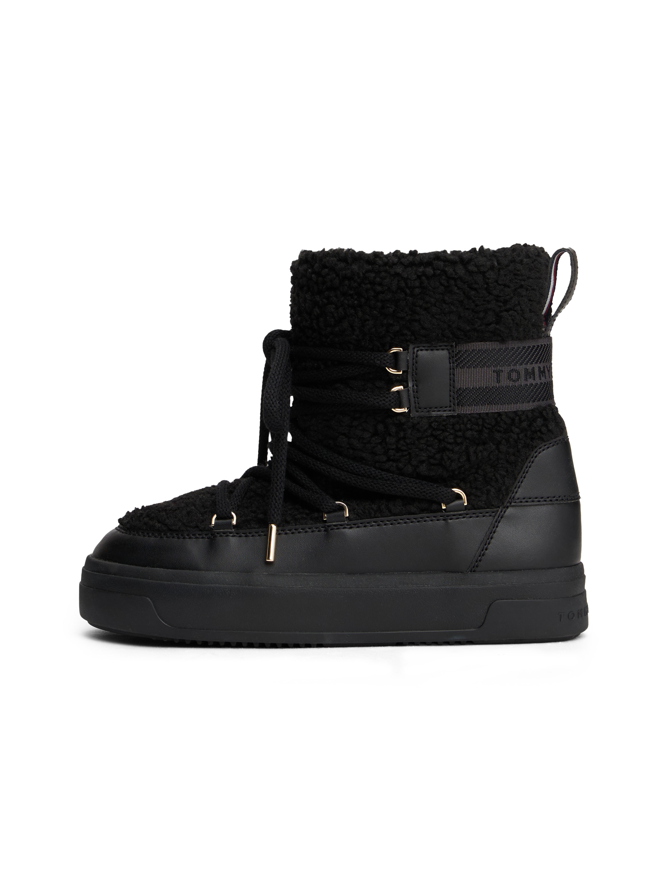 Tommy Hilfiger Winterboots »FAUX SHEARLING SNOWBOOT«  , Winterstiefelette, Outdoorschuh mit aufgesetzter Schnürung