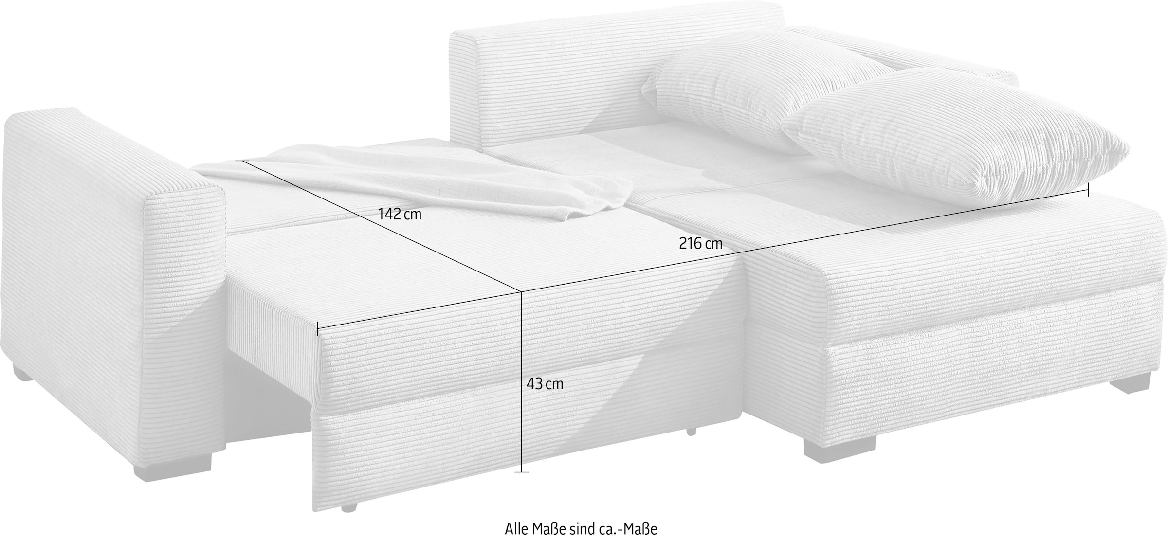 Jockenhöfer Gruppe Ecksofa »Elmau«, inklusive Bettfunktion,Bettkasten, L oder XL-Ottomane