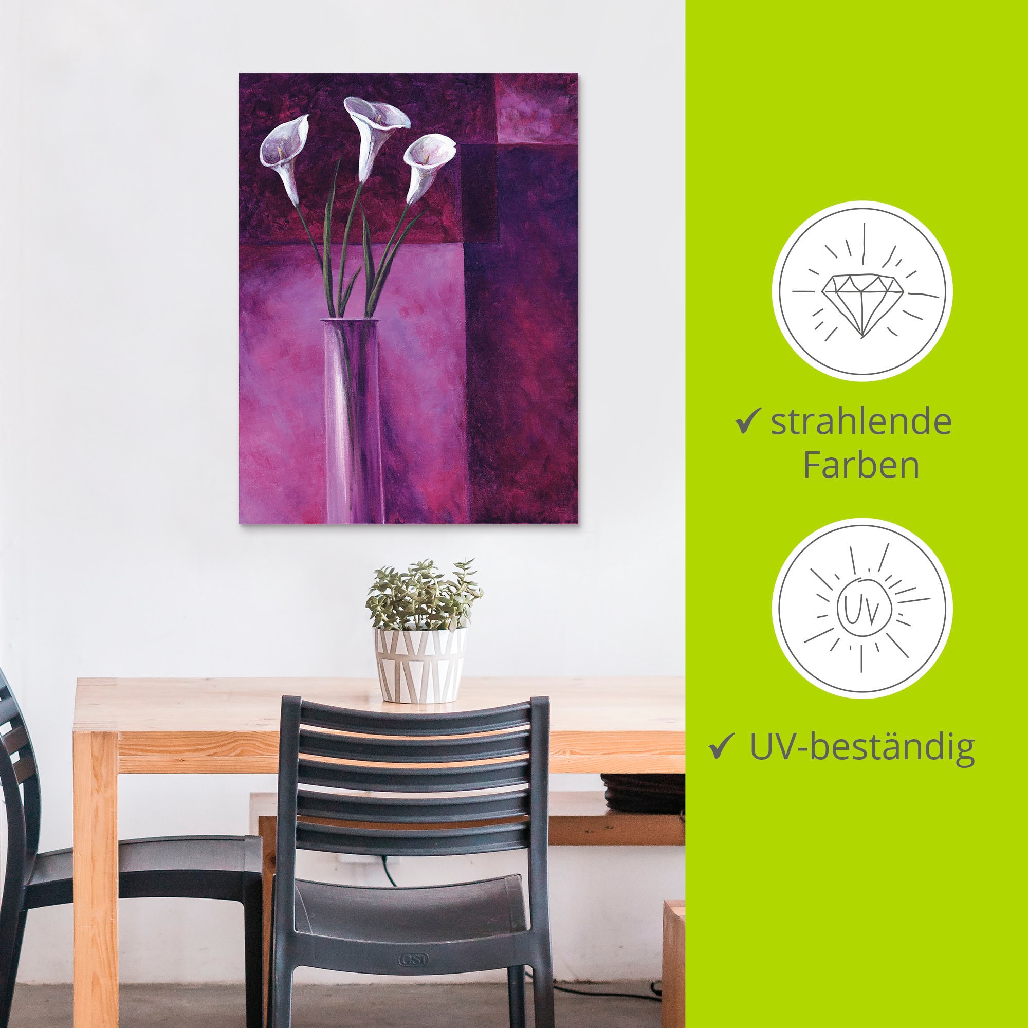 Artland Wandbild »Callas Lila«, Blumen, (1 St.), als Alubild, Outdoorbild, Leinwandbild in verschied. Größen