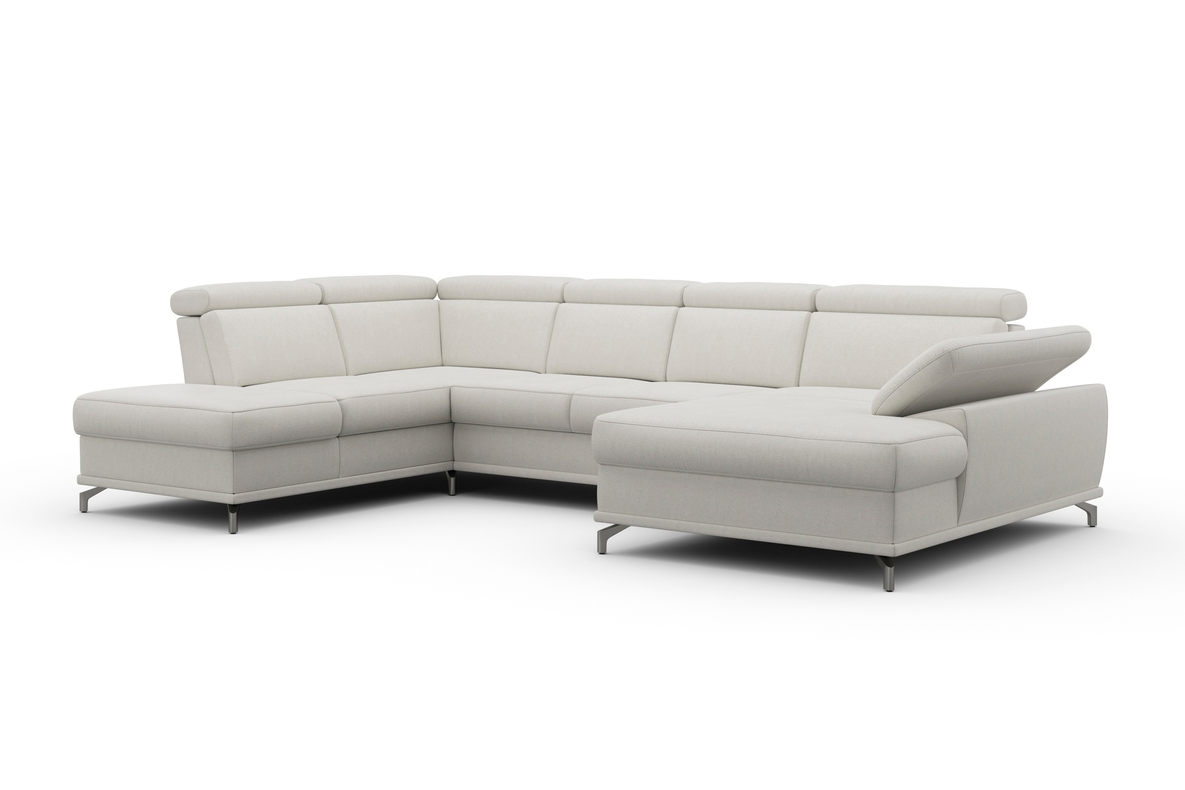 sit&more Wohnlandschaft »Cabrio U-Form, B: 359 cm, mit Sitztiefen-, Arm- & Kopfteilverstellung«, 3 Nierenkissen, Federkern, optional Bettfunktion und Stauraum