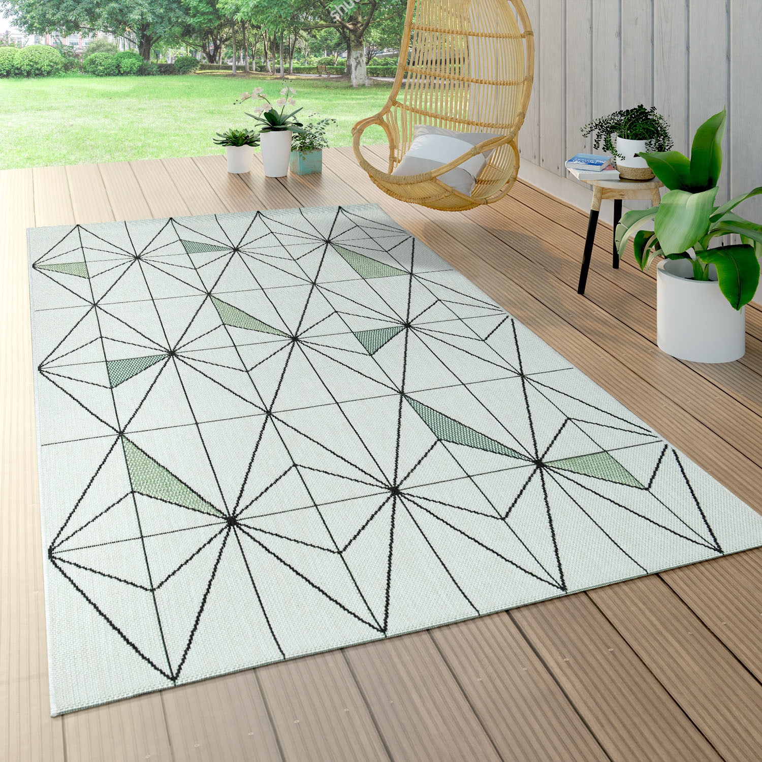 Paco Home Teppich »Ostende bei OTTO 539«, geeignet und Outdoor modernes Flachgewebe, online Design, rechteckig, In- geometrisches