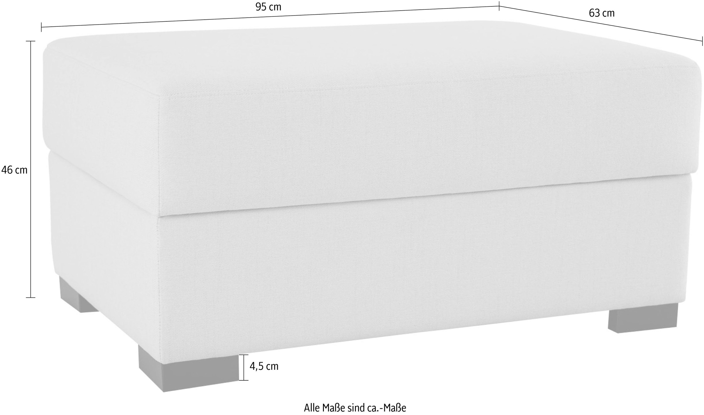 Home affaire Polsterhocker »Branwell«, 95/63 cm, Struktur fein, mit Stauraum