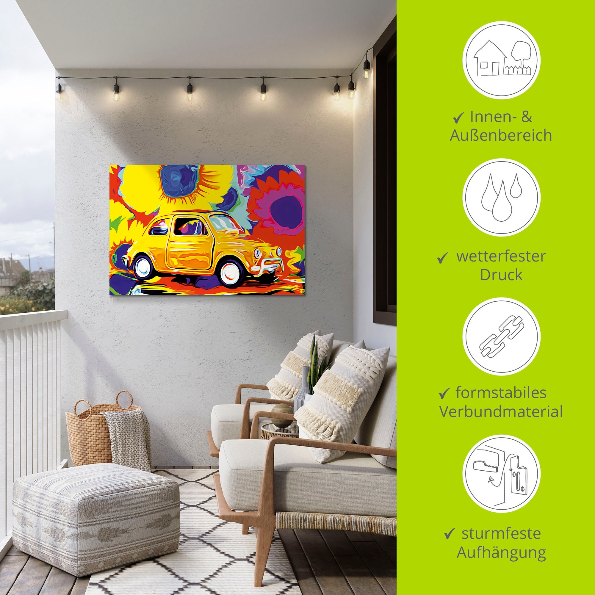 Beliebte Neuerscheinungen Artland Wandbild »Fiat 500«, Auto, oder bei Poster St.), versch. OTTO (1 Leinwandbild, online Wandaufkleber in Alubild, Größen als