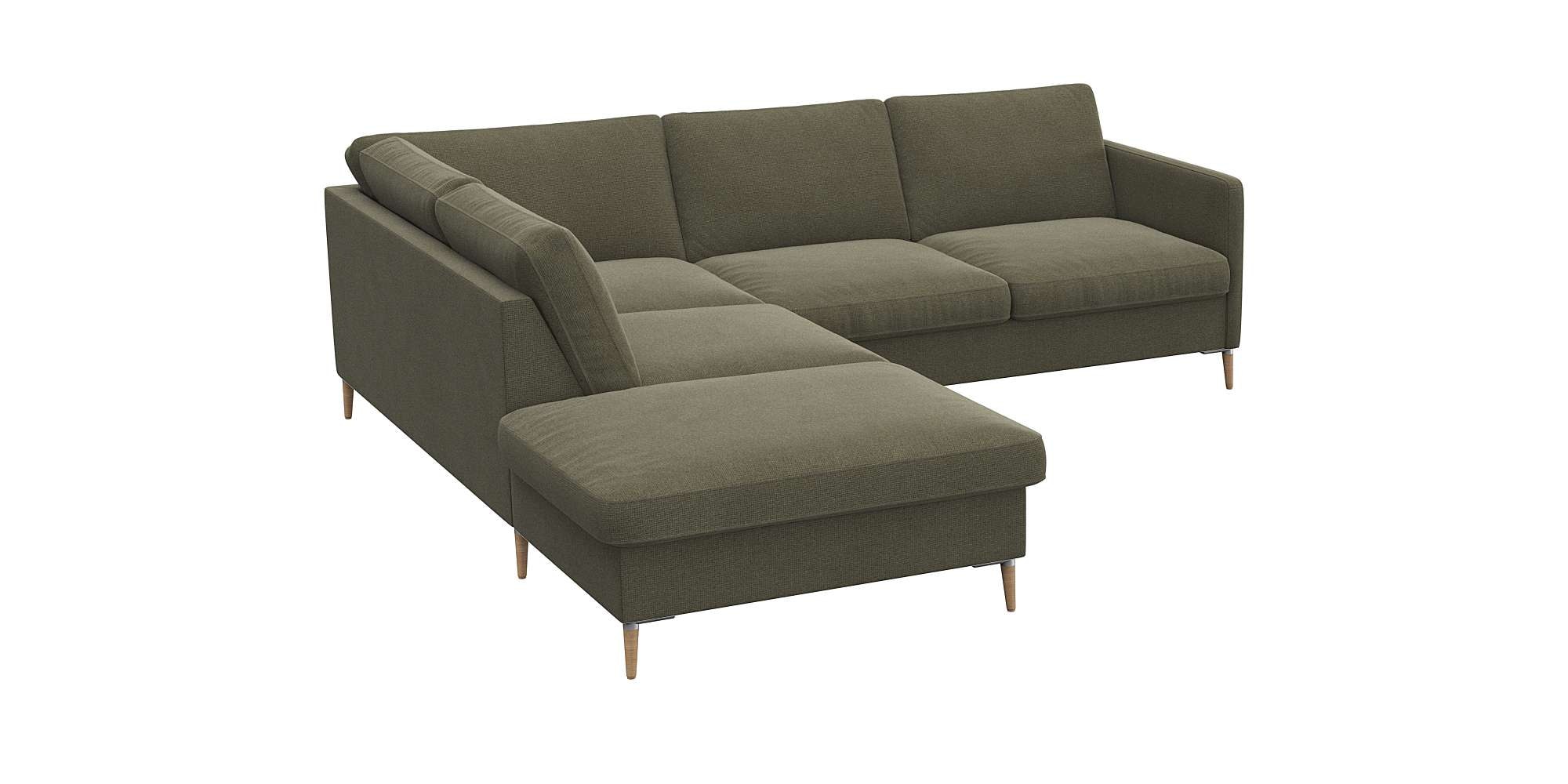 FLEXLUX Ecksofa »Fiore, L-Form, super bequem durch Kaltschaum im Sitz«, schmale Armlehnen, Füße Alu/Eiche, B/T 234/225 cm