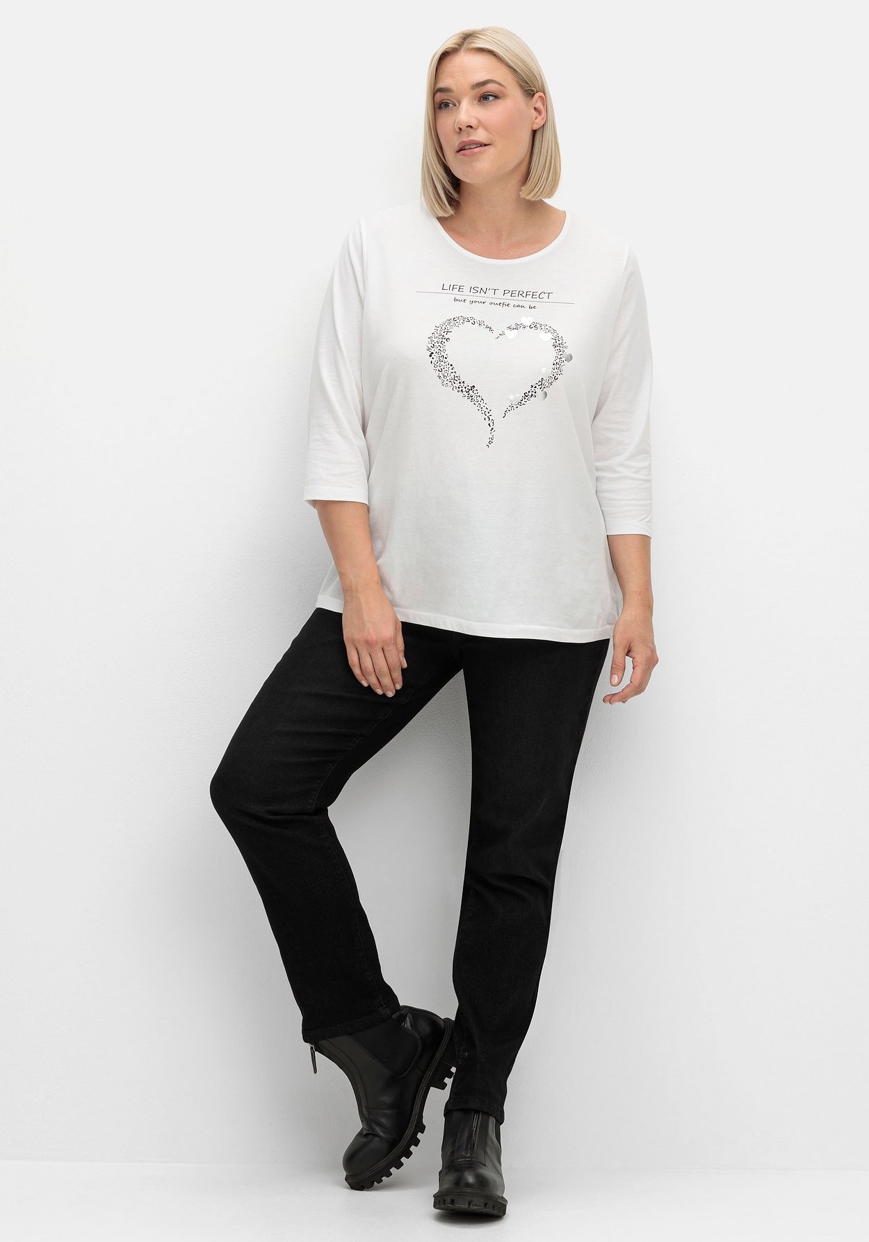 Sheego Stretch-Jeans »Schmale Jeans mit Glitzer-Zierband am Bund«