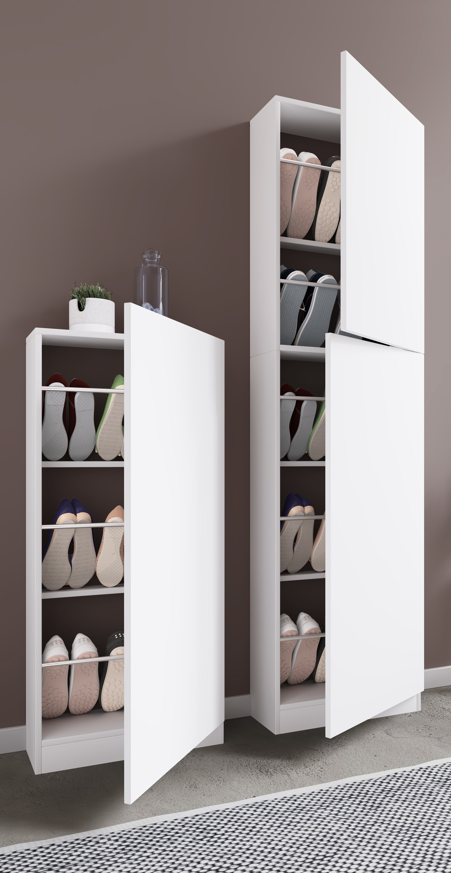 VCM Schuhschrank »VCM Holz Schuhschrank | Maße: H. 180 x B. 50 x T. 17 cm | 2 Drehtüren - Fulisa XL«, (1 St.)