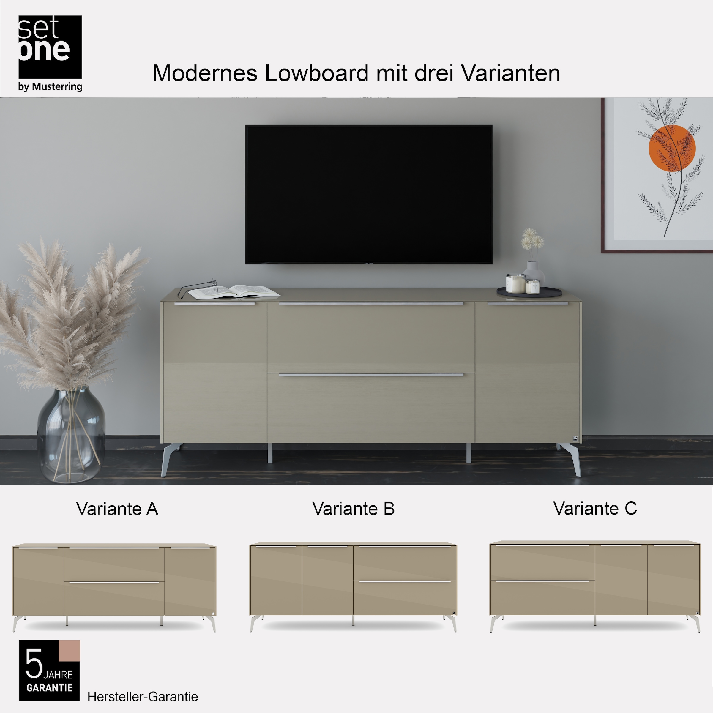 set one by Musterring Lowboard »Reno« 1 Stk. tlg. Mit Winkelfuß in diversen Farben, 78 cm Höhe & Farbauswahl