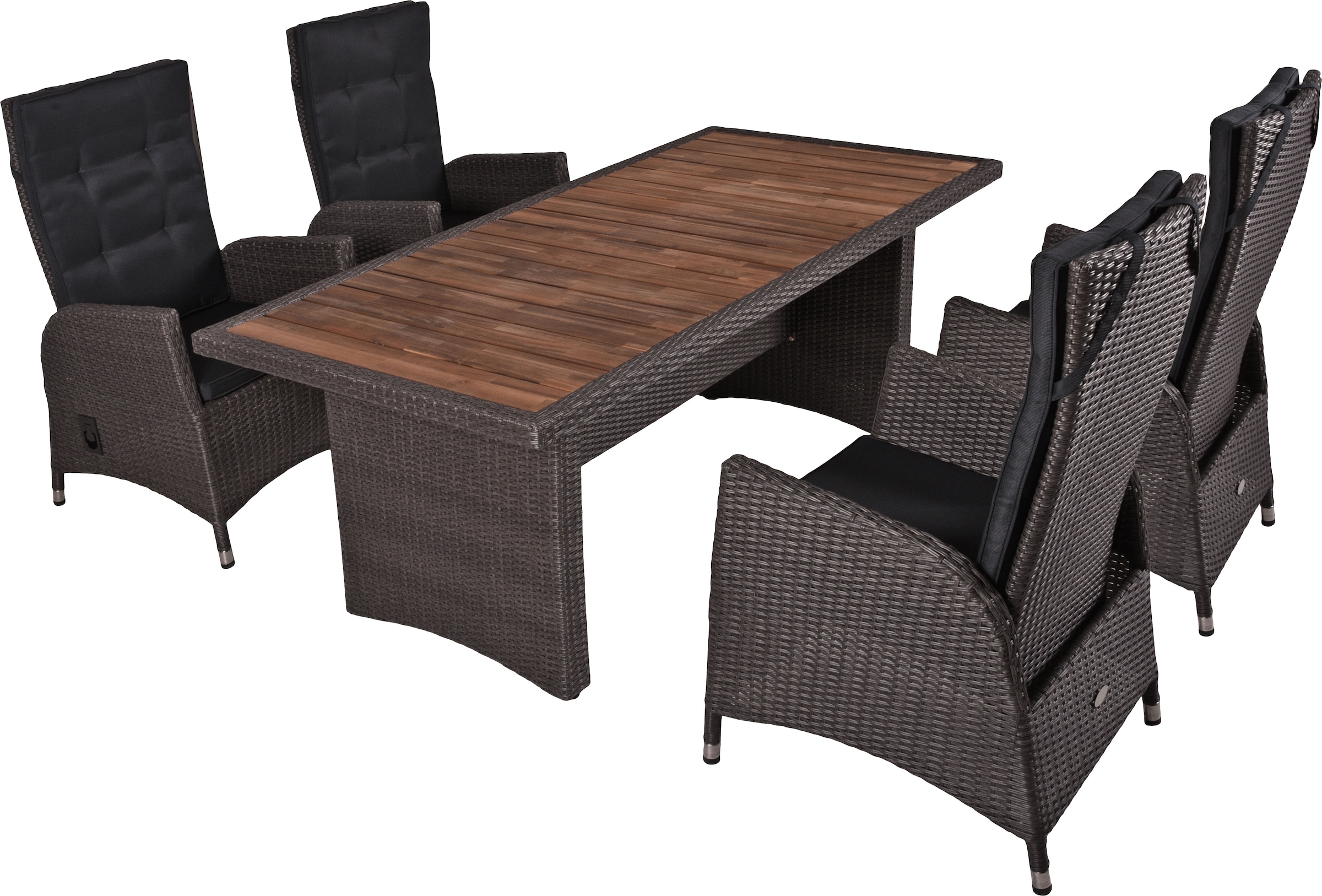 Garden Pleasure Garten-Essgruppe », Tischgruppe »BRAGA Set 07«« Set, 7 Stk. tlg. 4 Sessel, mit Gasfedern, Tisch LxB: 180x90 cm, inkl Auflagen