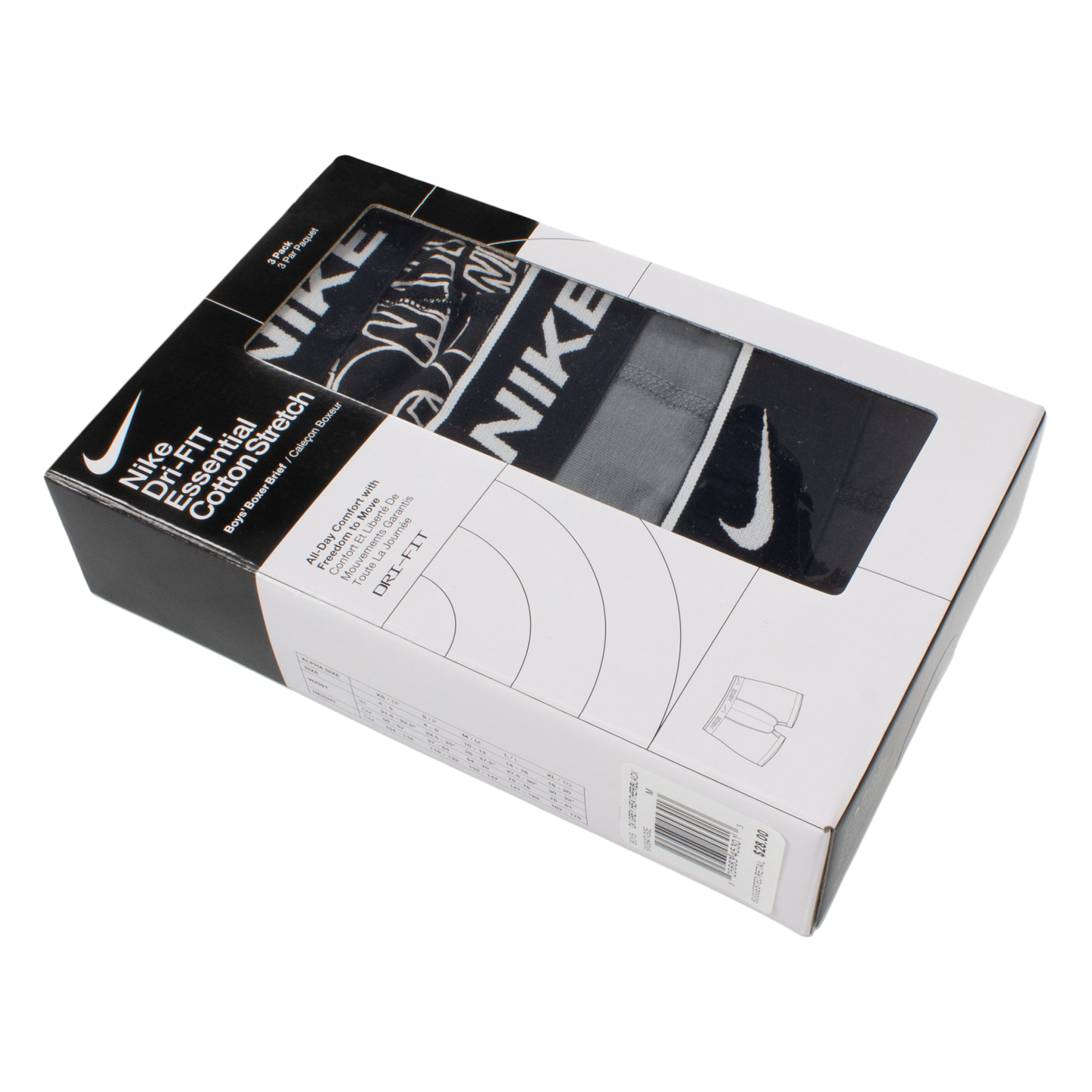 Nike Sportswear Boxershorts »NHB PRINT E DAY CT STRCH 3P« 3 Stk. für Kinder, Dreierpack, aus Baumwolle und Elasthan