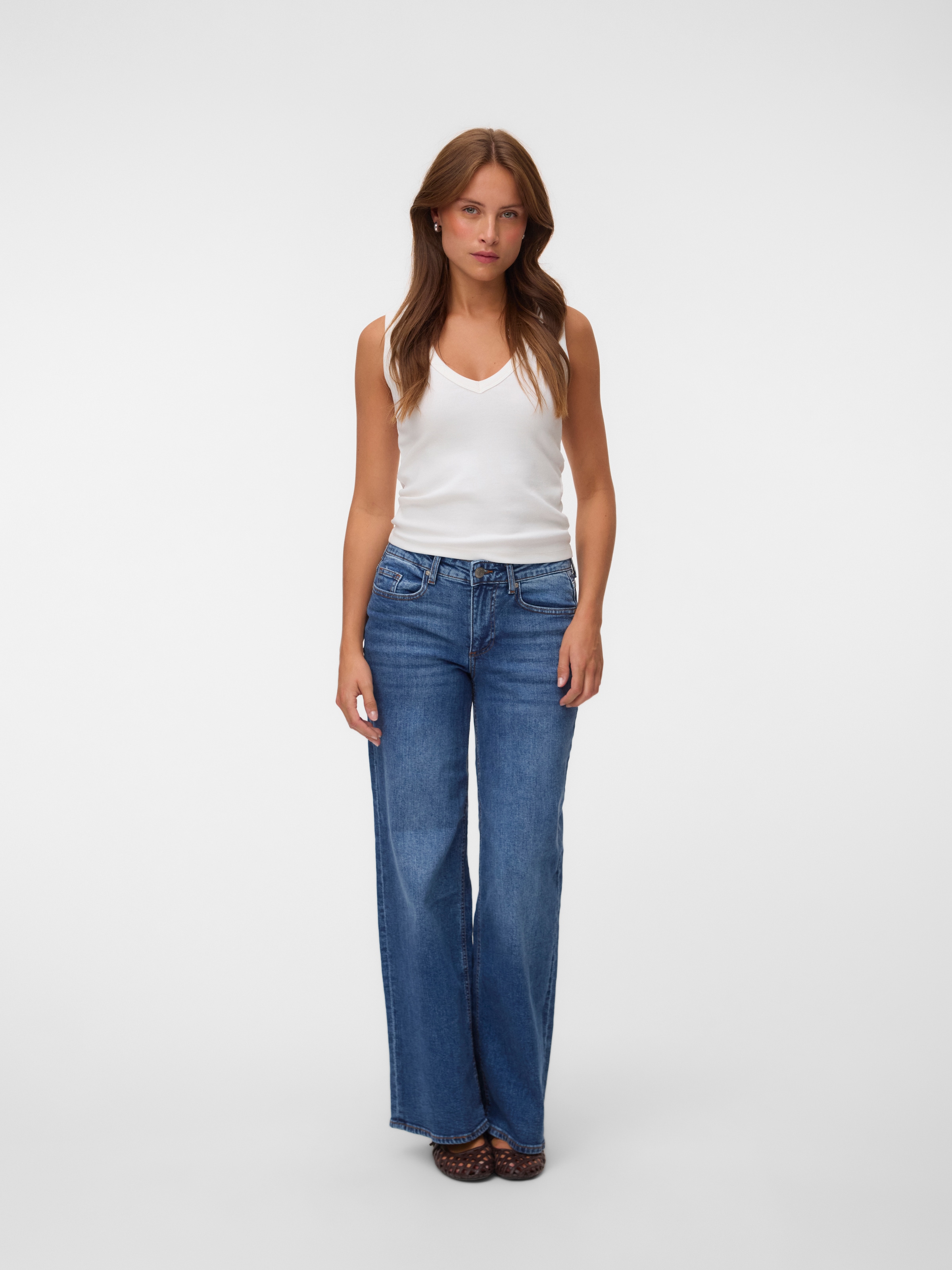 Vero Moda Weite Jeans »VMSANDIE-STRETCH MR WIDE JNS RA3087 NOOS« Baumwollmischung, wide fit, mid rise
