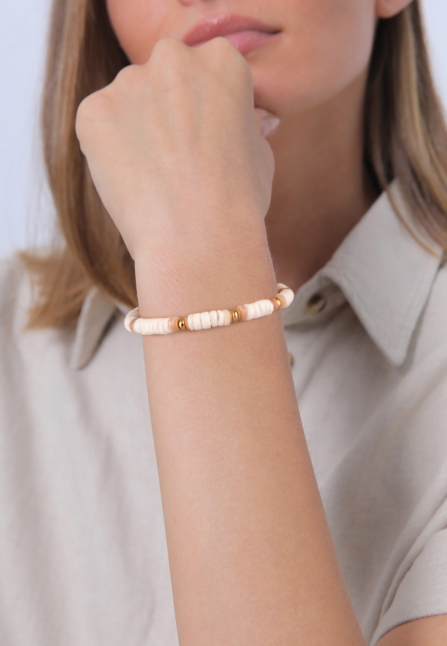 Elli Armkette »Armband Heishi Beads Surfer Strand Style 925 Silber«