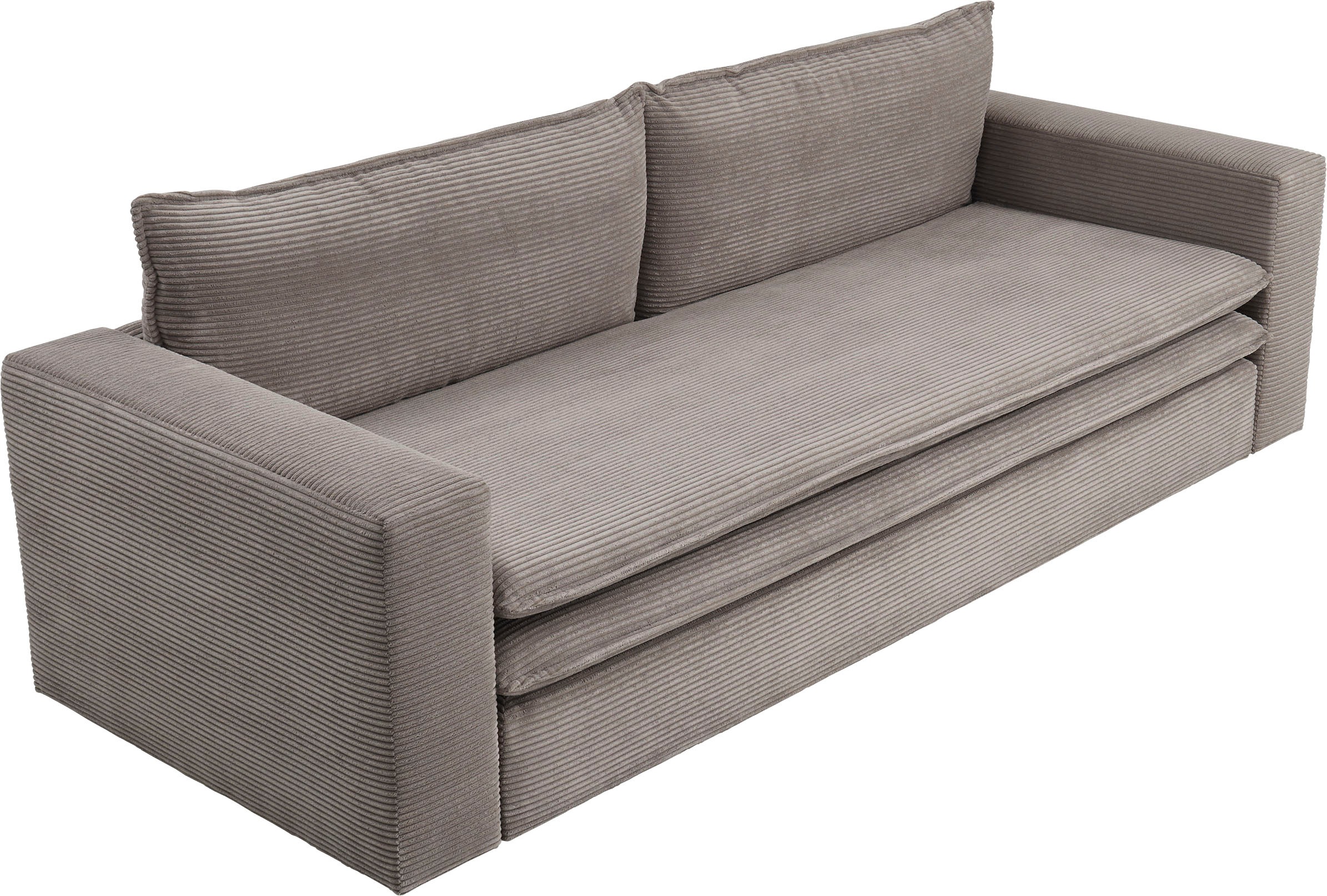 Places of Style 3-Sitzer »PIAGGE«, Cord-Bezug - mit Bettfunktion und Bettkasten, mit praktischem Topper