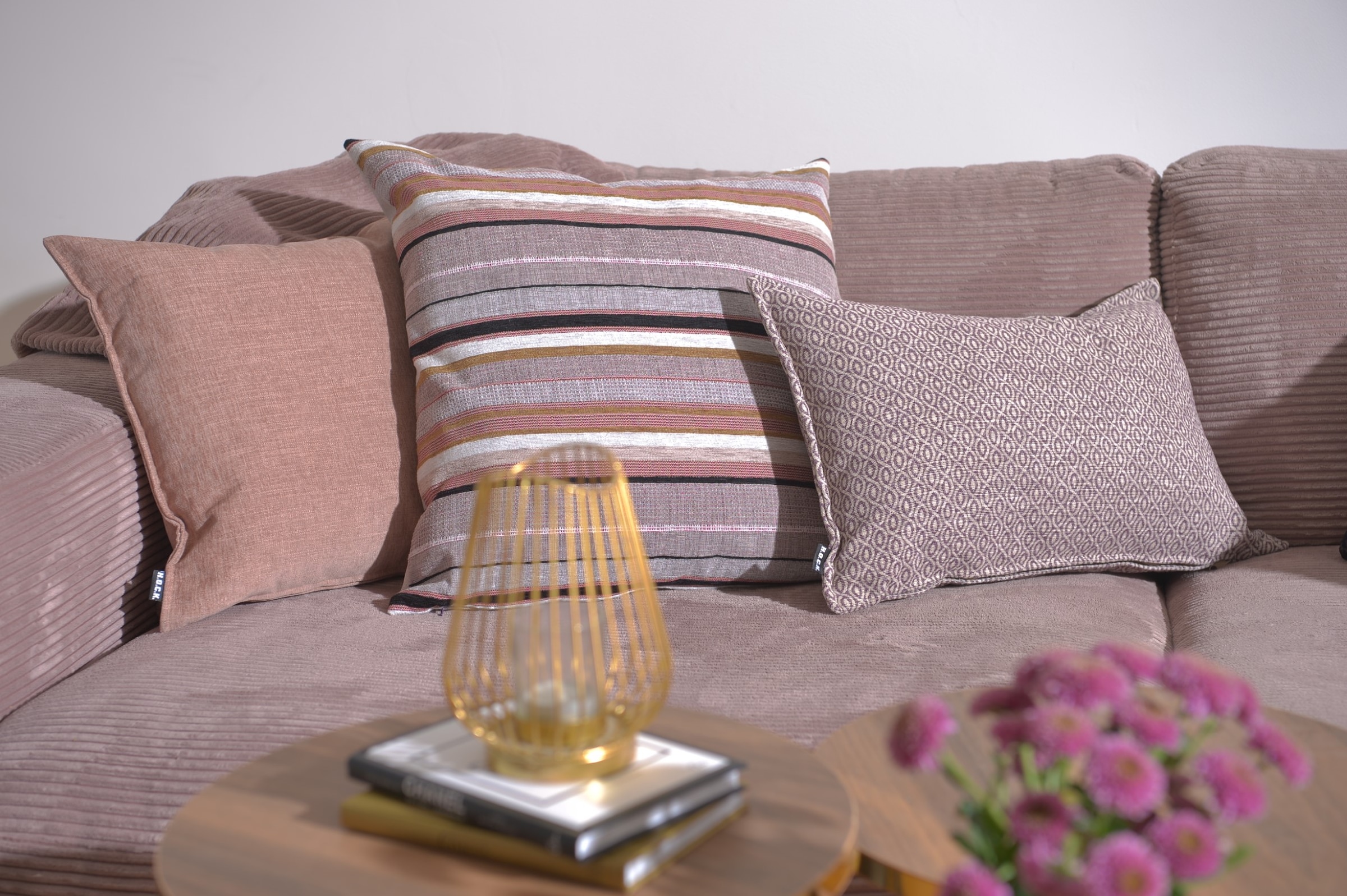 H.O.C.K. Dekokissen »Mary« Rückenkissen inkl. Füllung, 60x60cm, Dekokissen Streifen, pink