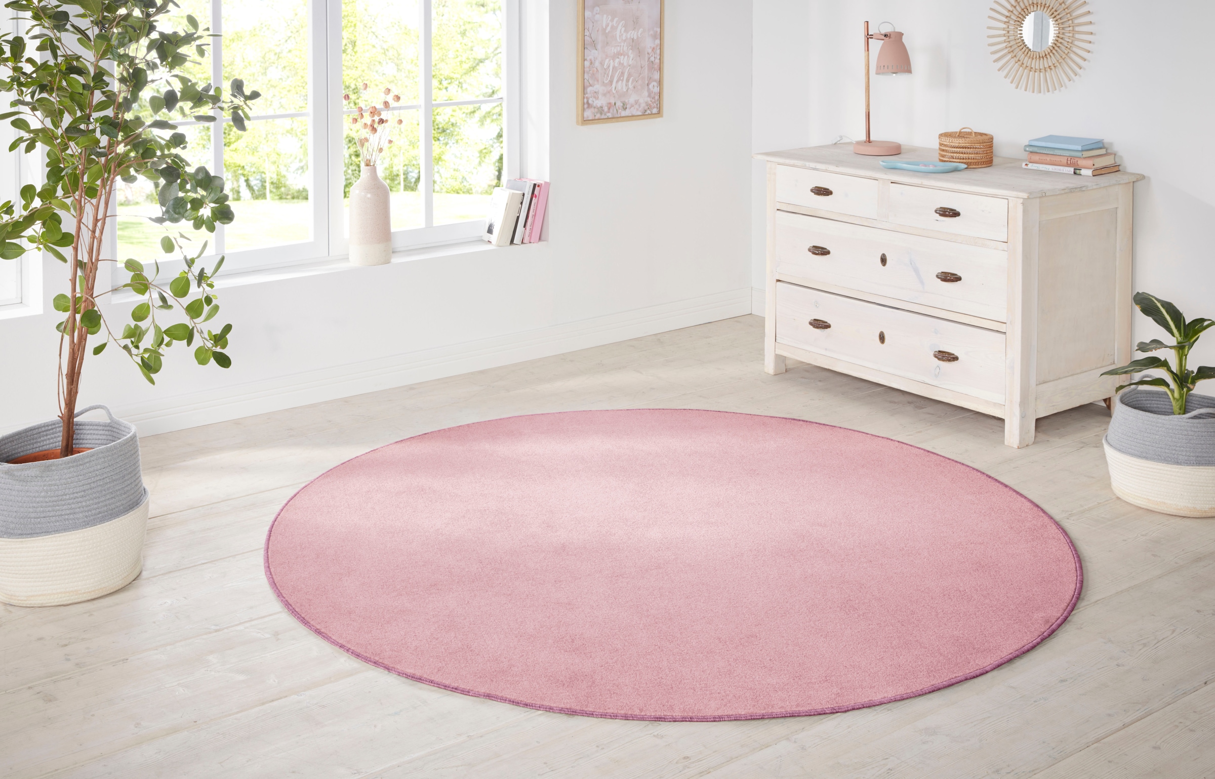 HANSE Home Teppich »Shashi«, rund, 8,5 mm Höhe, Kurzflor, Unifarben, Teppich, Weich, Esszimmer, Kinderzimmer, Flur