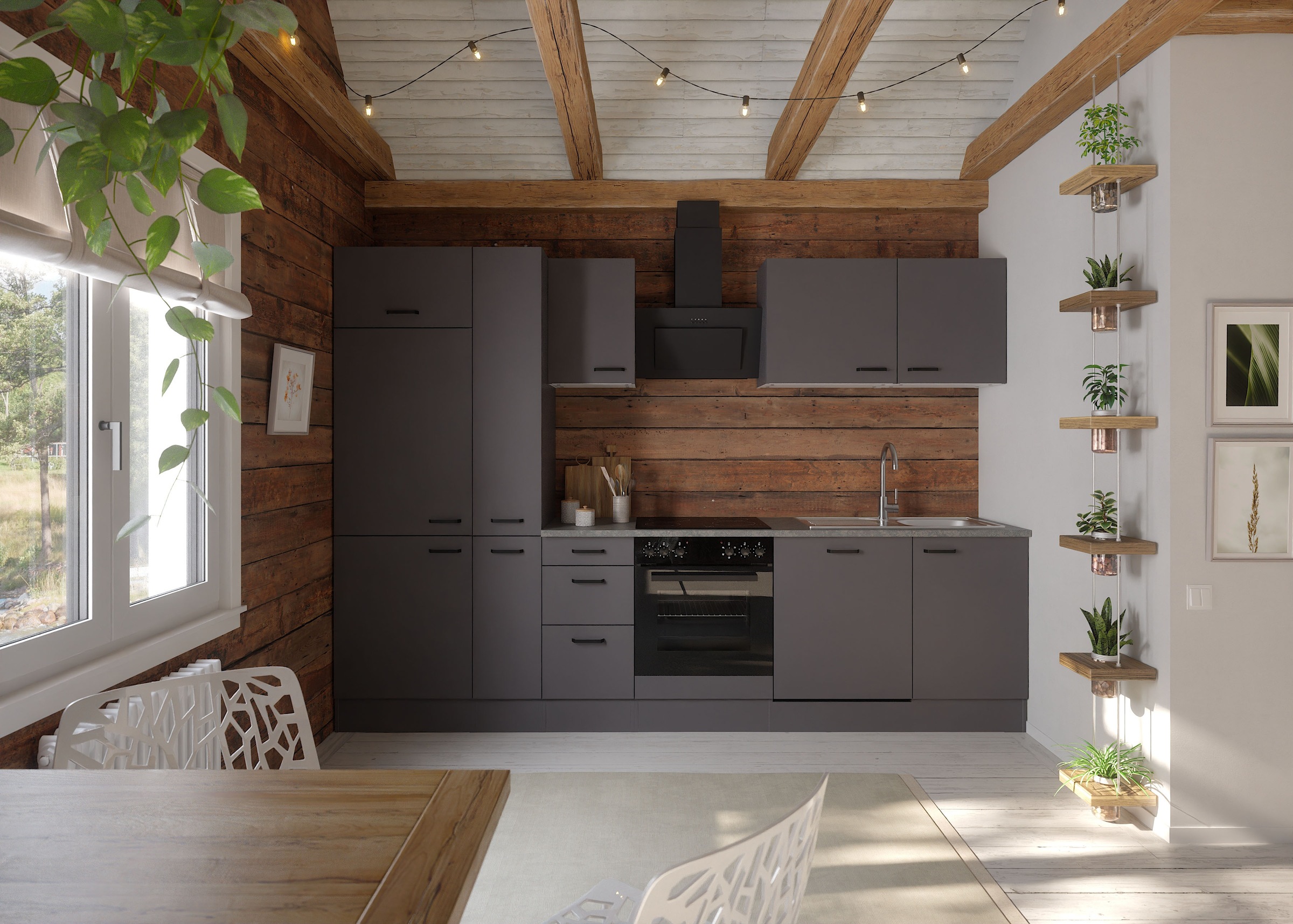 OPTIFIT Küchenzeile »OPTImulti« Breite 300 cm, wahlweise mit E-Geräten und Edelstahlspüle