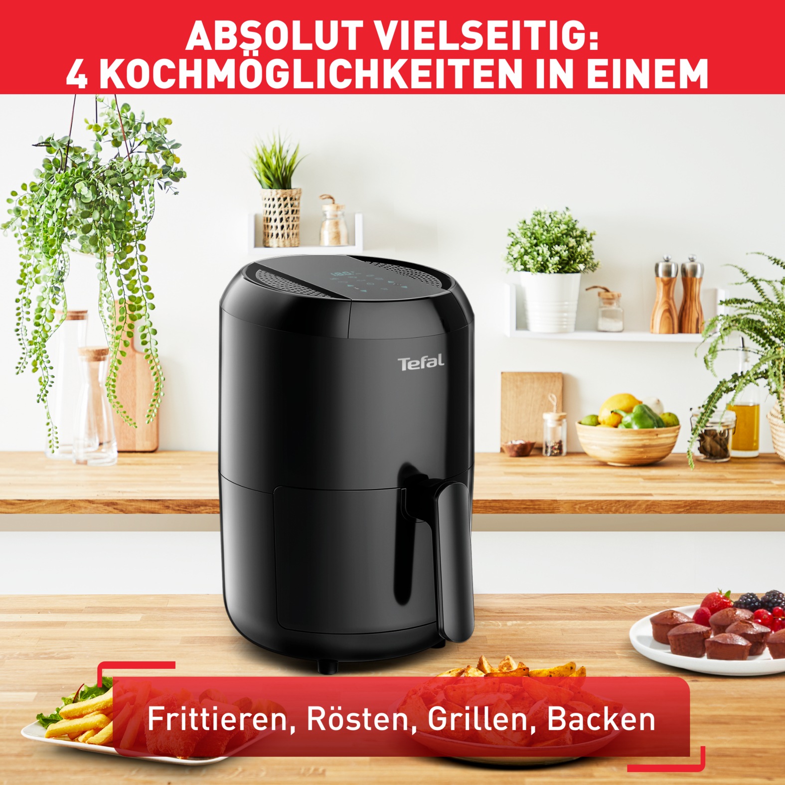 Tefal Heißluftfritteuse »EY3018 Easy Fry Compact«, 1030 W, Fassungsvermögen 1,6 l, für bis zu 2 Portionen, gesund mit wenig bis gar kein Öl, EY3018