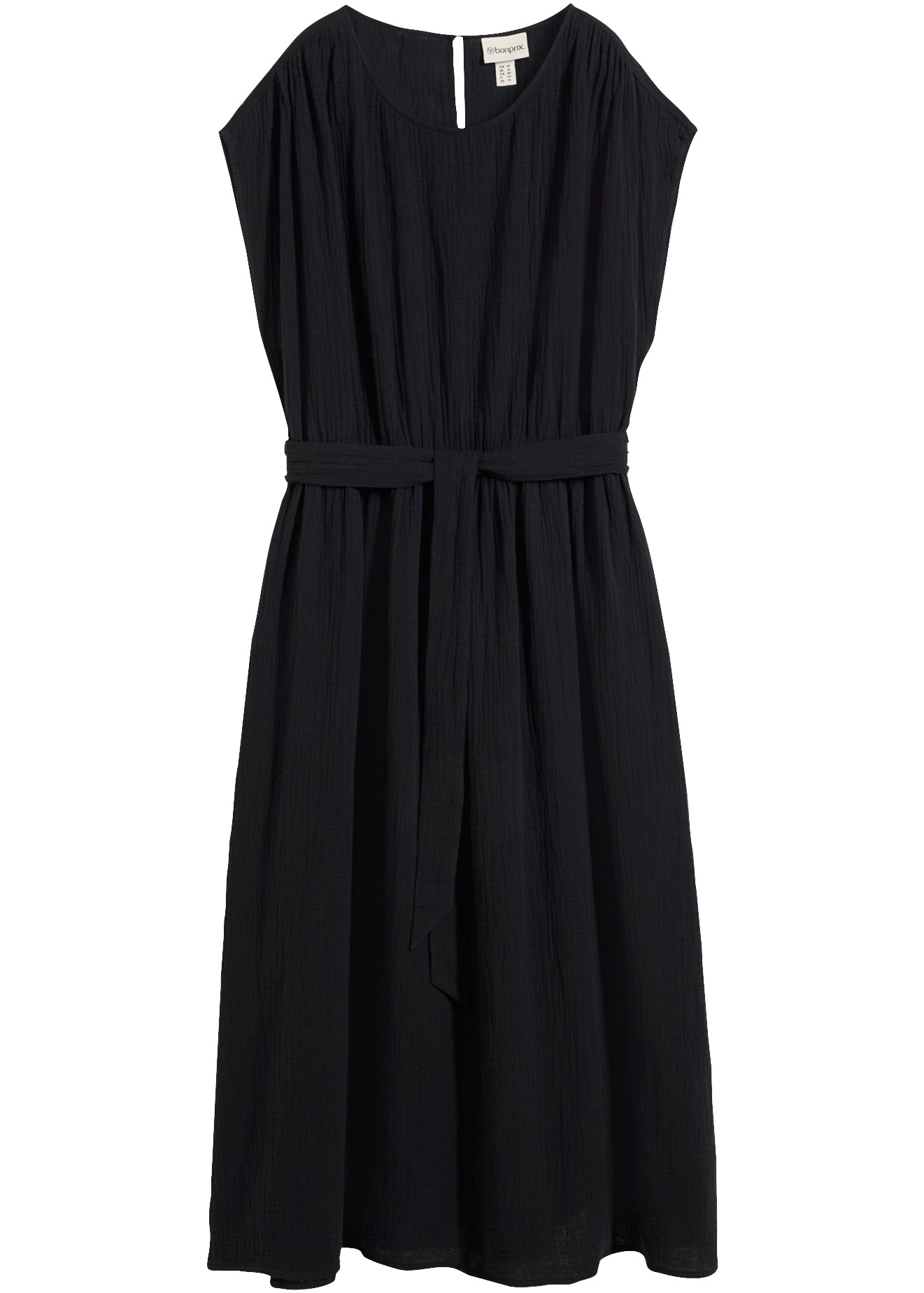 bonprix Midikleid aus Musselin, mit Rundhalsausschnitt und Schlitz am Rückenausschnitt
