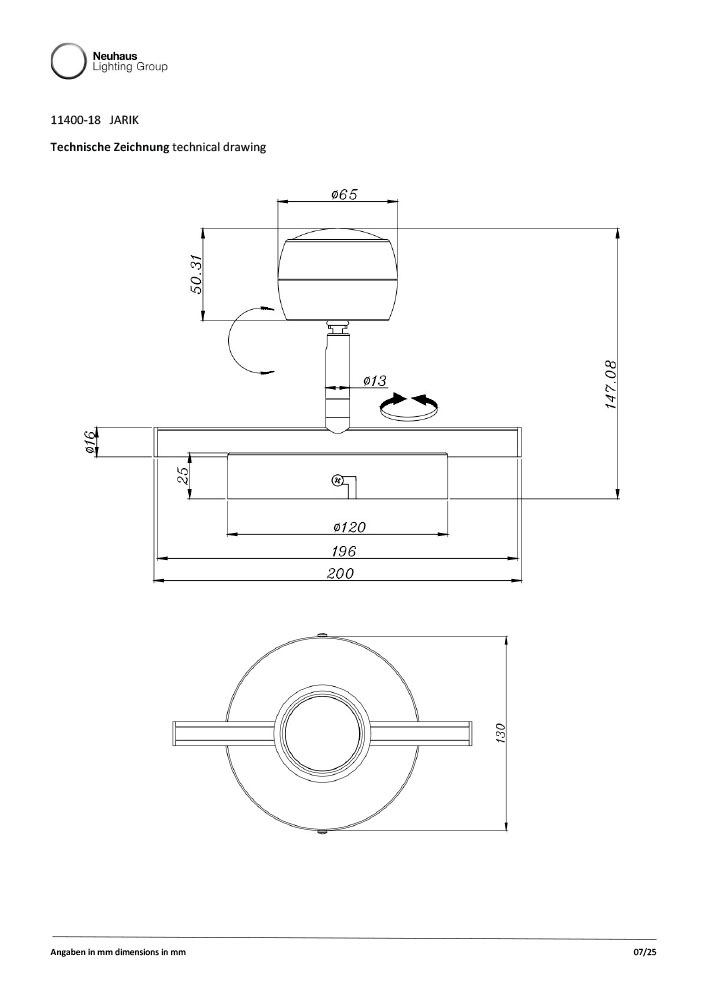 JUST LIGHT LED Deckenleuchte »JARIK« LED-Board 1 Stk. Warmweiß Serienschalter: Alles / Spots / Profile, getrennt schaltbar