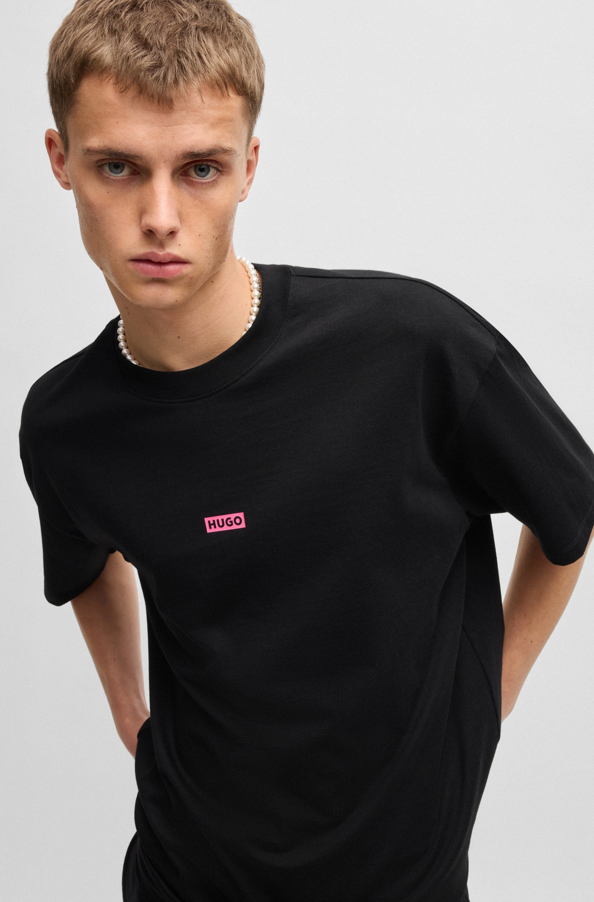 HUGO Blue T-Shirt »Nalono«, mit Logodruck, Oversized Look mit Backprint