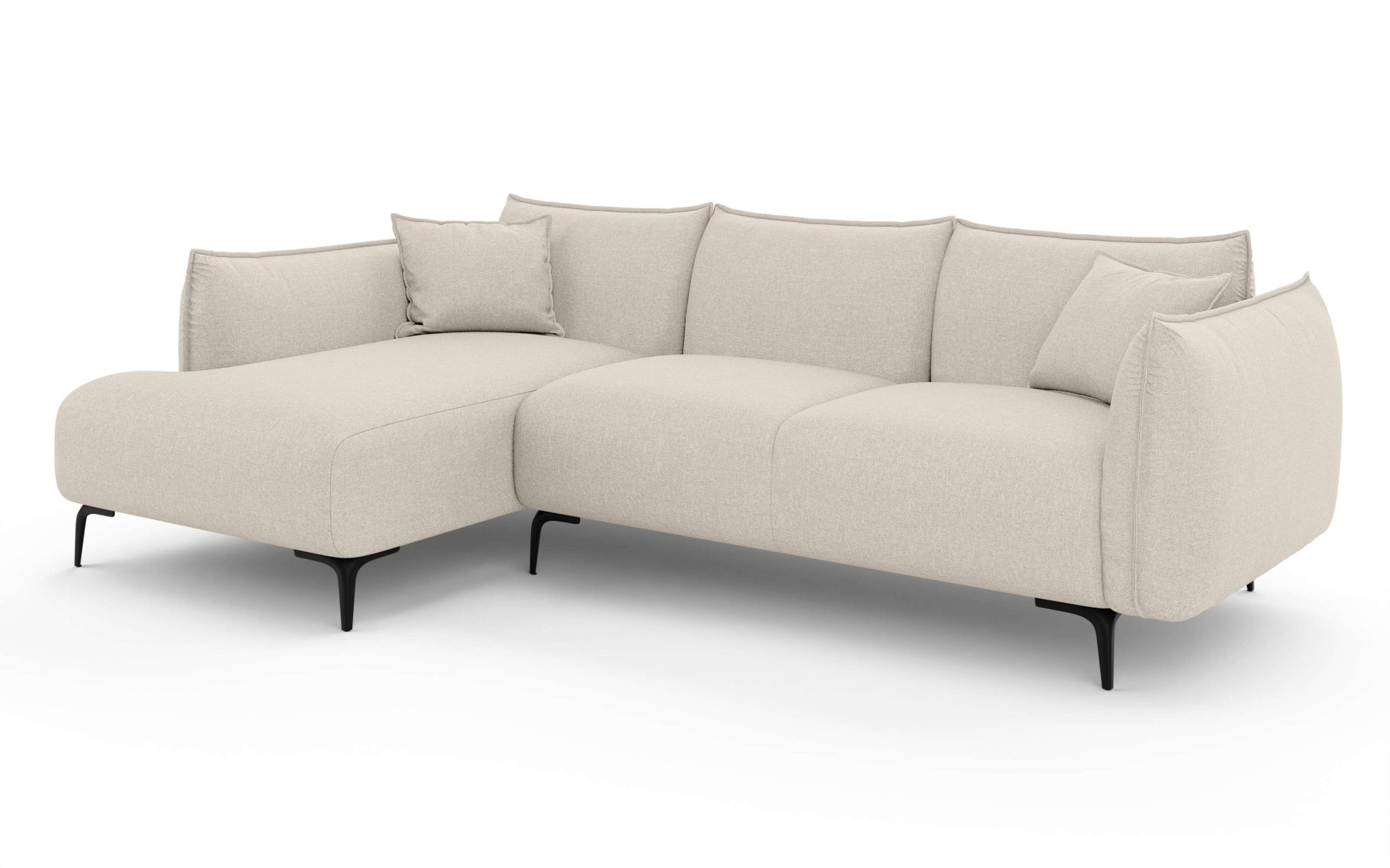 LeGer Home by Lena Gercke Ecksofa »Adelita mit Ottomane links oder rechts bestellbar, B/H/T 270/97/168«, L-Form mit Wellenunterfederung, enthält 2 Zierkissen