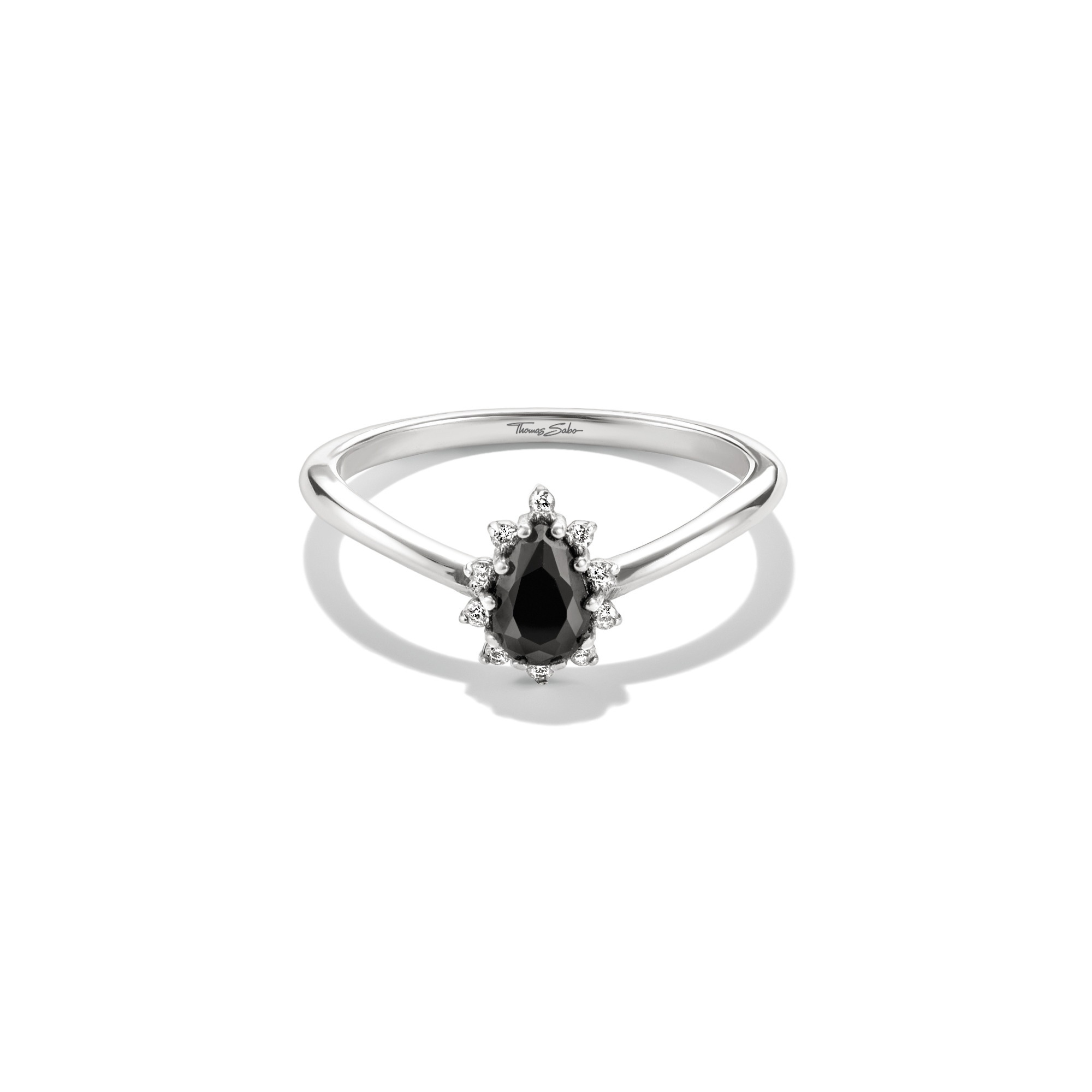 THOMAS SABO Fingerring »True Romance Ring mit Schwarzen Tropfen« mit Zirkonia (synth.)