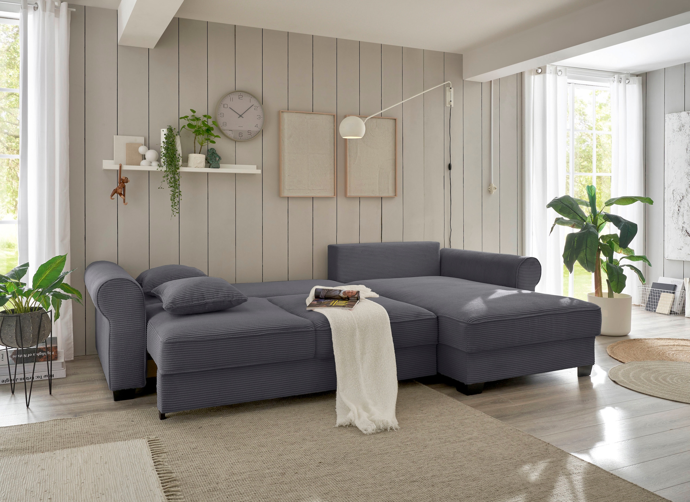 ED EXCITING DESIGN Ecksofa »Angelina L-Form«, frei im Raum stellbar, mit Bettkasten, mit Schlaffunktion