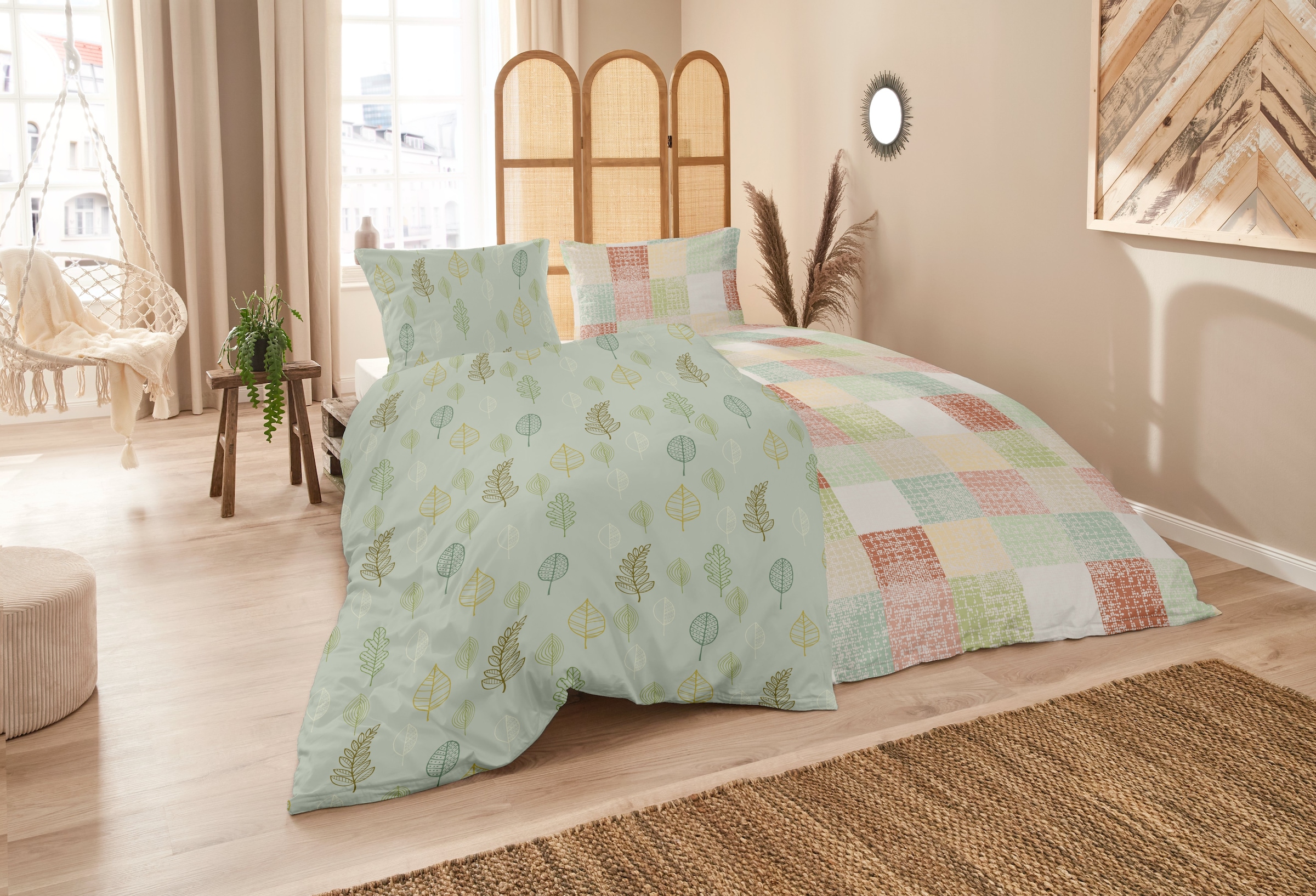 Primera Bettwäsche »Biber-Bettwäsche Autum Leaf« 2 Stk. tlg. mit floralen Motiven