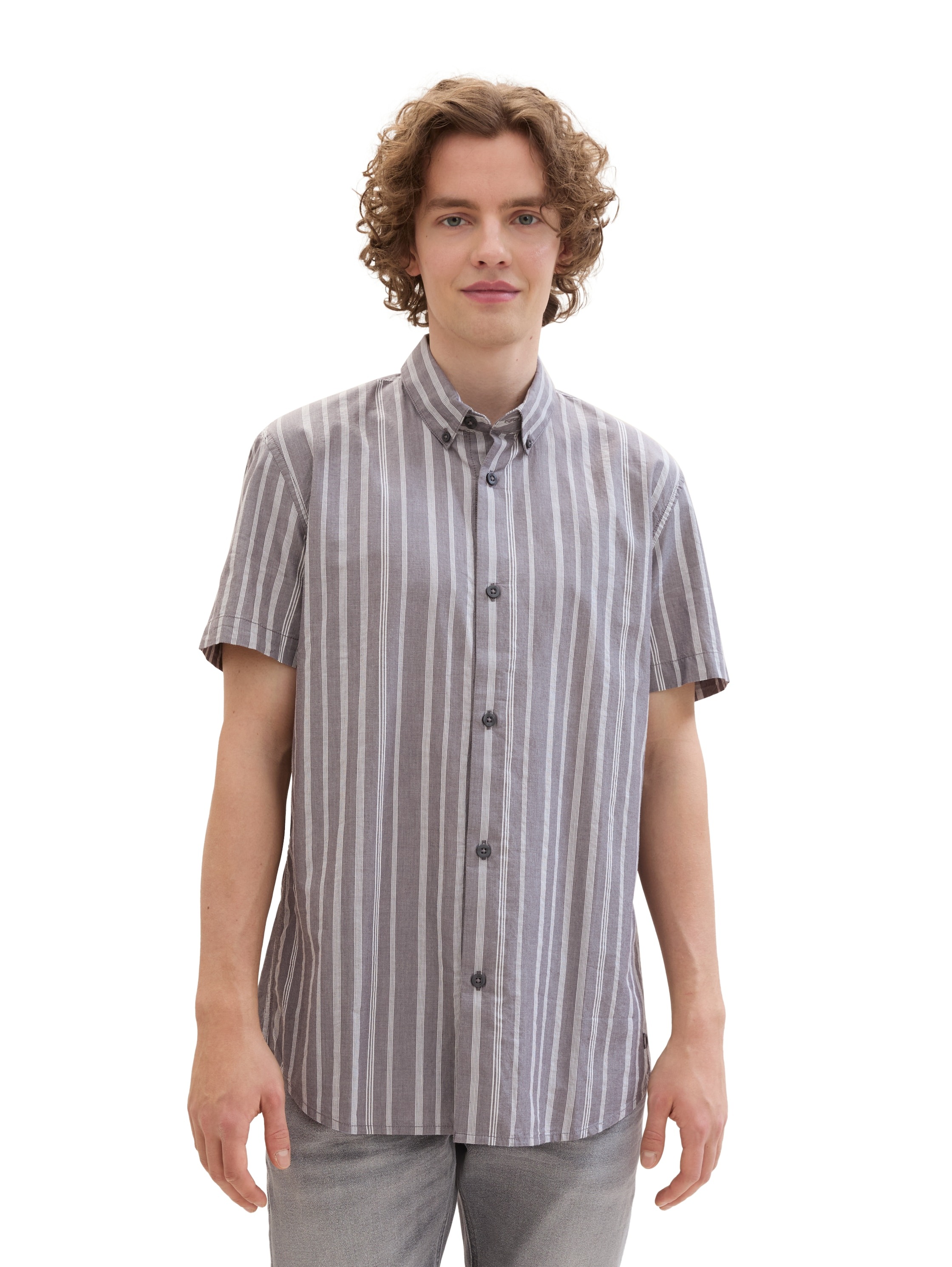 TOM TAILOR Denim Kurzarmhemd, mit Streifenmuster