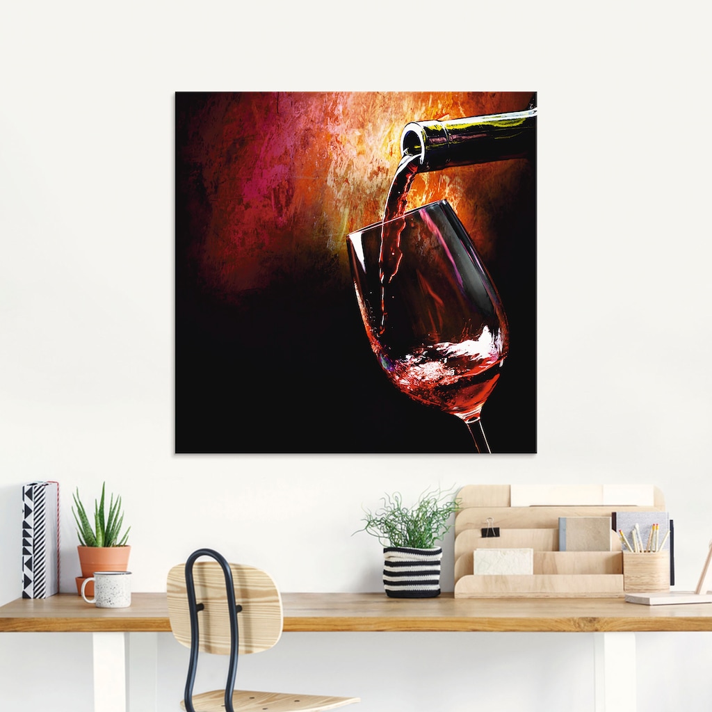 Artland Glasbild »Wein - Rotwein«, Getränke, (1 St.)
