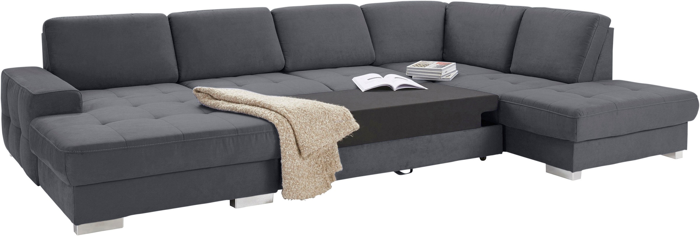 sit&more Wohnlandschaft »Santorini U-Form«, mit Federkern und Sitztiefenverstellung, wahlweise mit Bettfunktion
