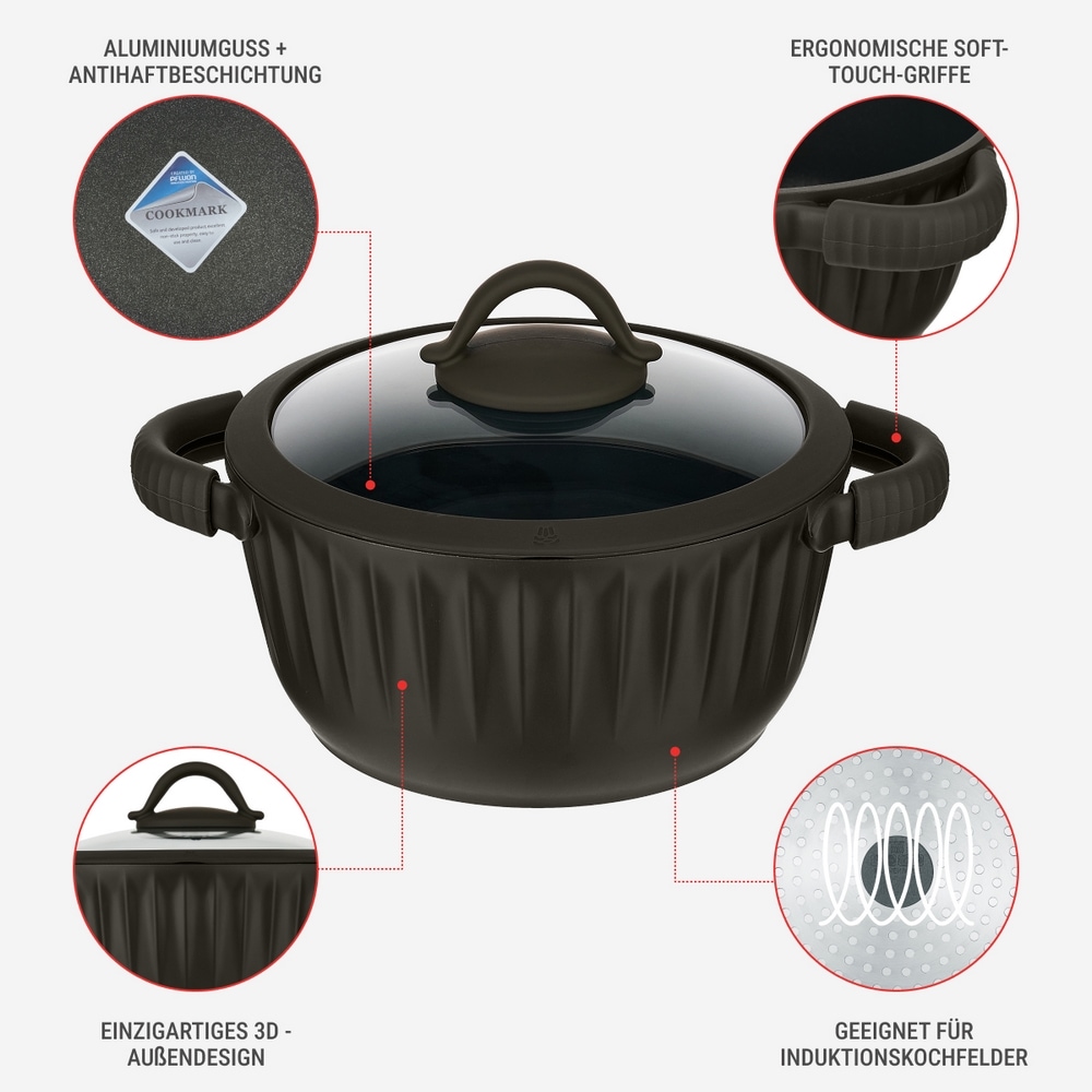 RESTO Kitchenware Bratentopf »Ascella, Schmortopf antihaftbeschichtet und spülmaschinenfest« 2 Stk. tlg. Aluminiumguss
