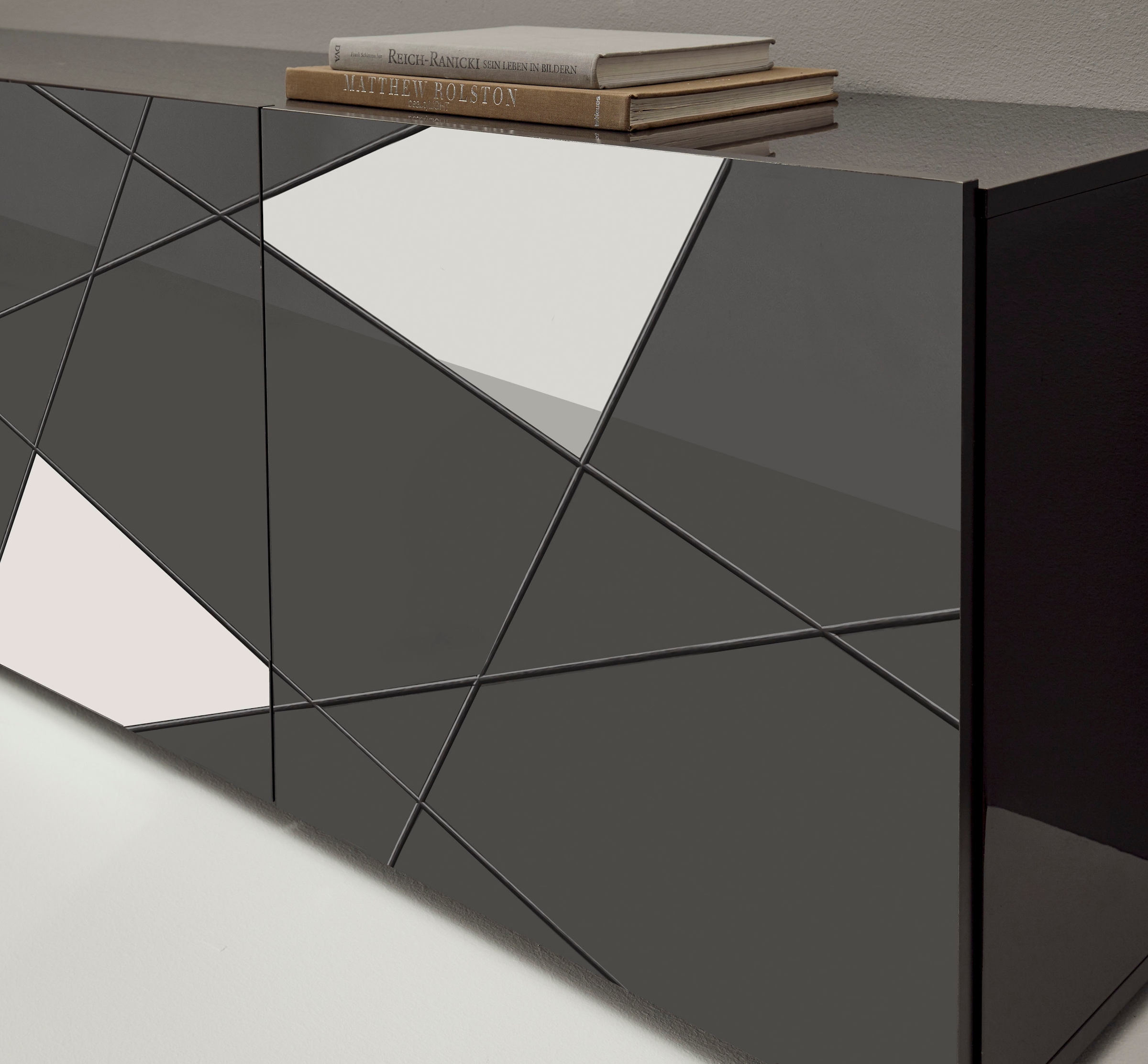 INOSIGN Sideboard »Vittoria, Breite 241 cm, 4 Türen«, Fronten mit Siebdruck und Spiegelfront