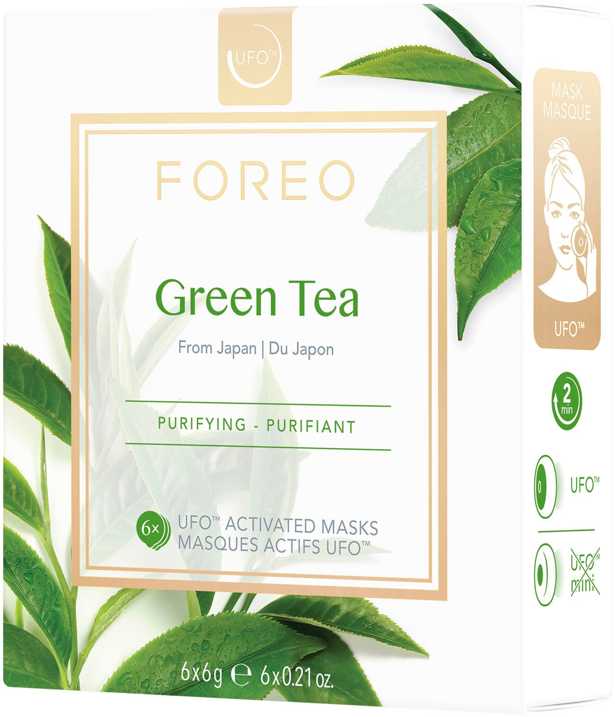 FOREO Tuchmaske »Green Tea«, 6 x 6 g, kompatibel mit UFO & UFO mini
