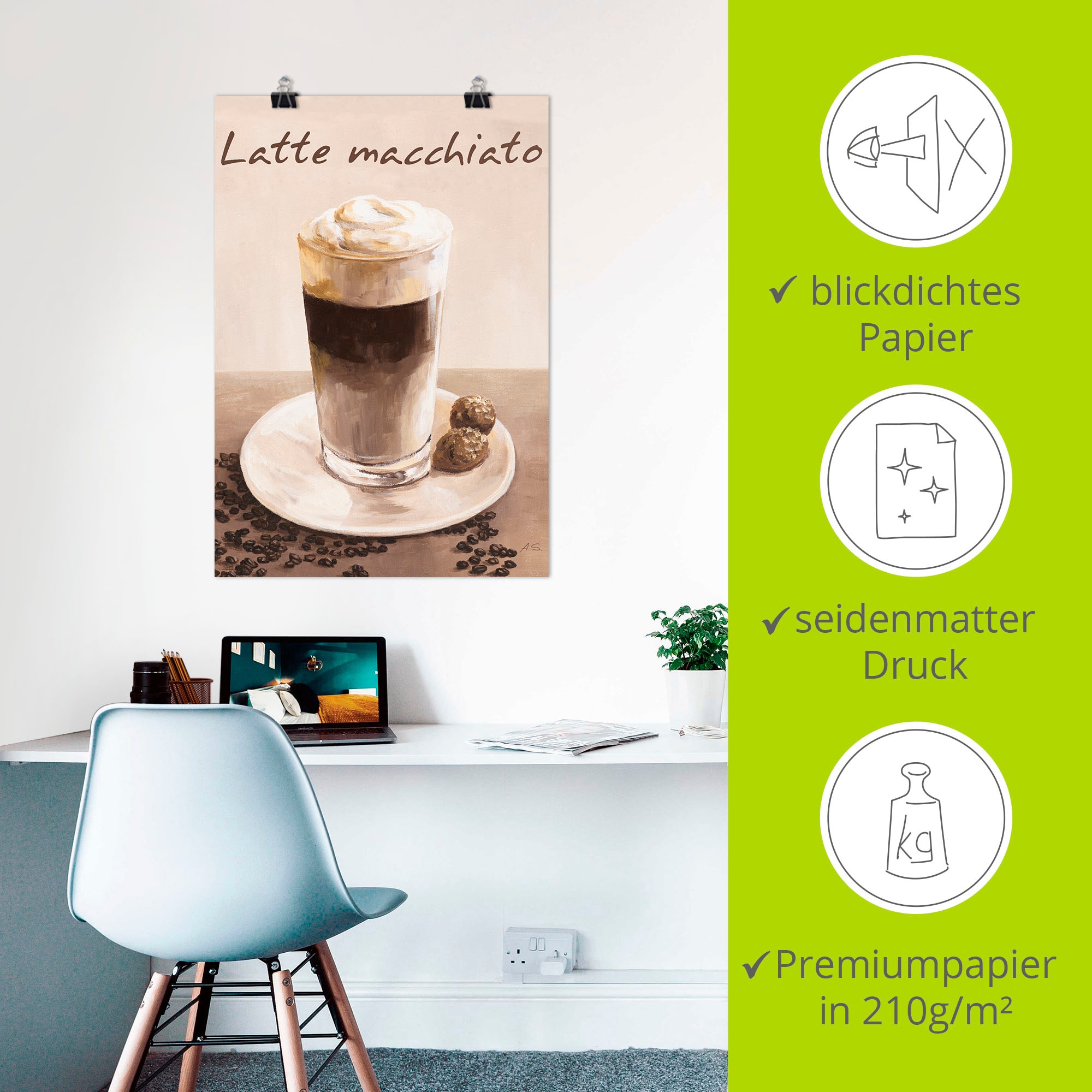 Artland Wandbild »Latte Macchiato - Kaffee«, Kaffee Bilder, (1 St.), als Poster, Wandaufkleber in verschied. Größen