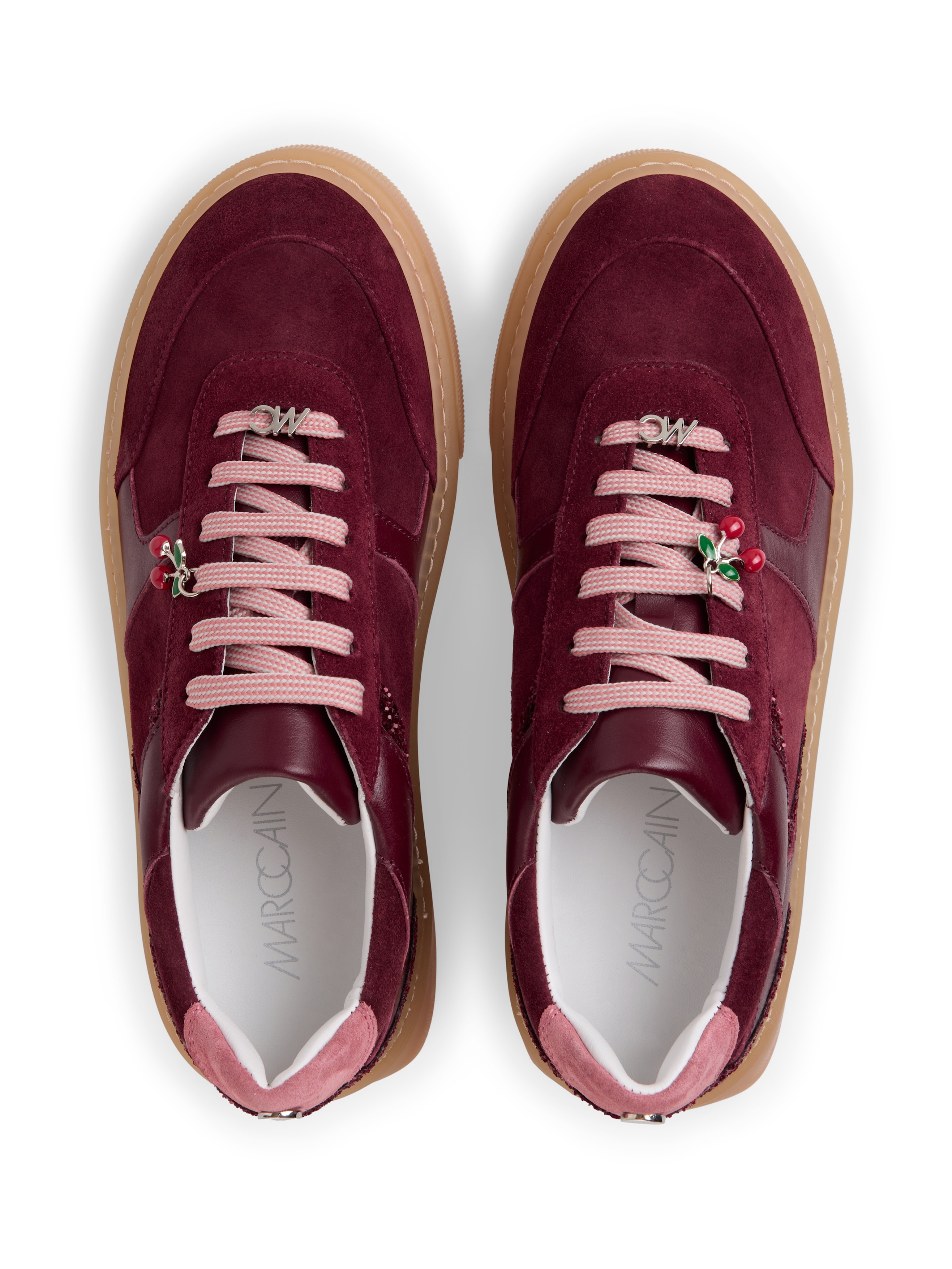 Marc Cain Plateausneaker »Sports Mon Cherry«  Freizeitschuh, Halbschuh, Schnürschuh mit Glitzerdetails