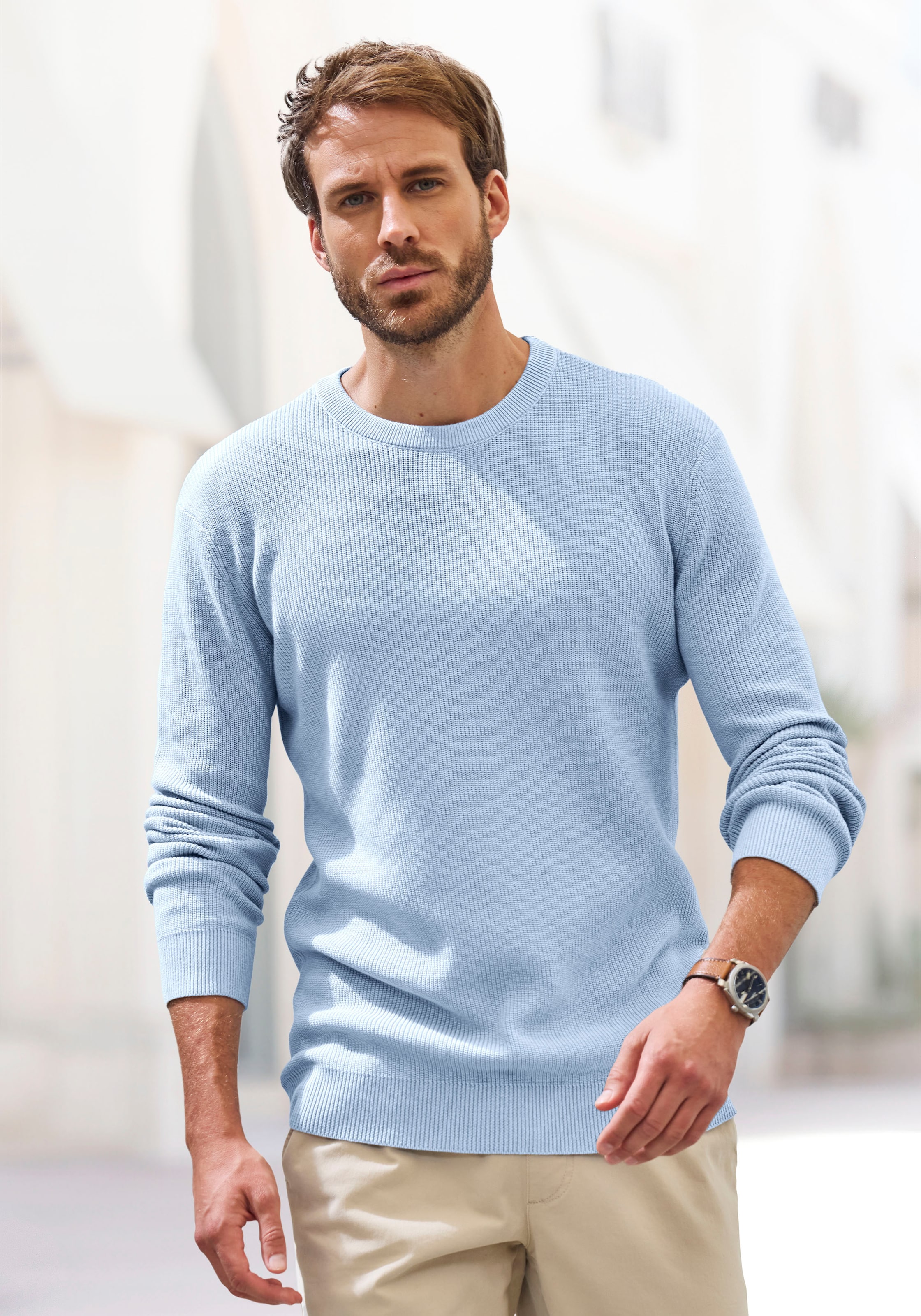 John Devin Strickpullover, Pullover in modischen Farben aus Baumwollmischung