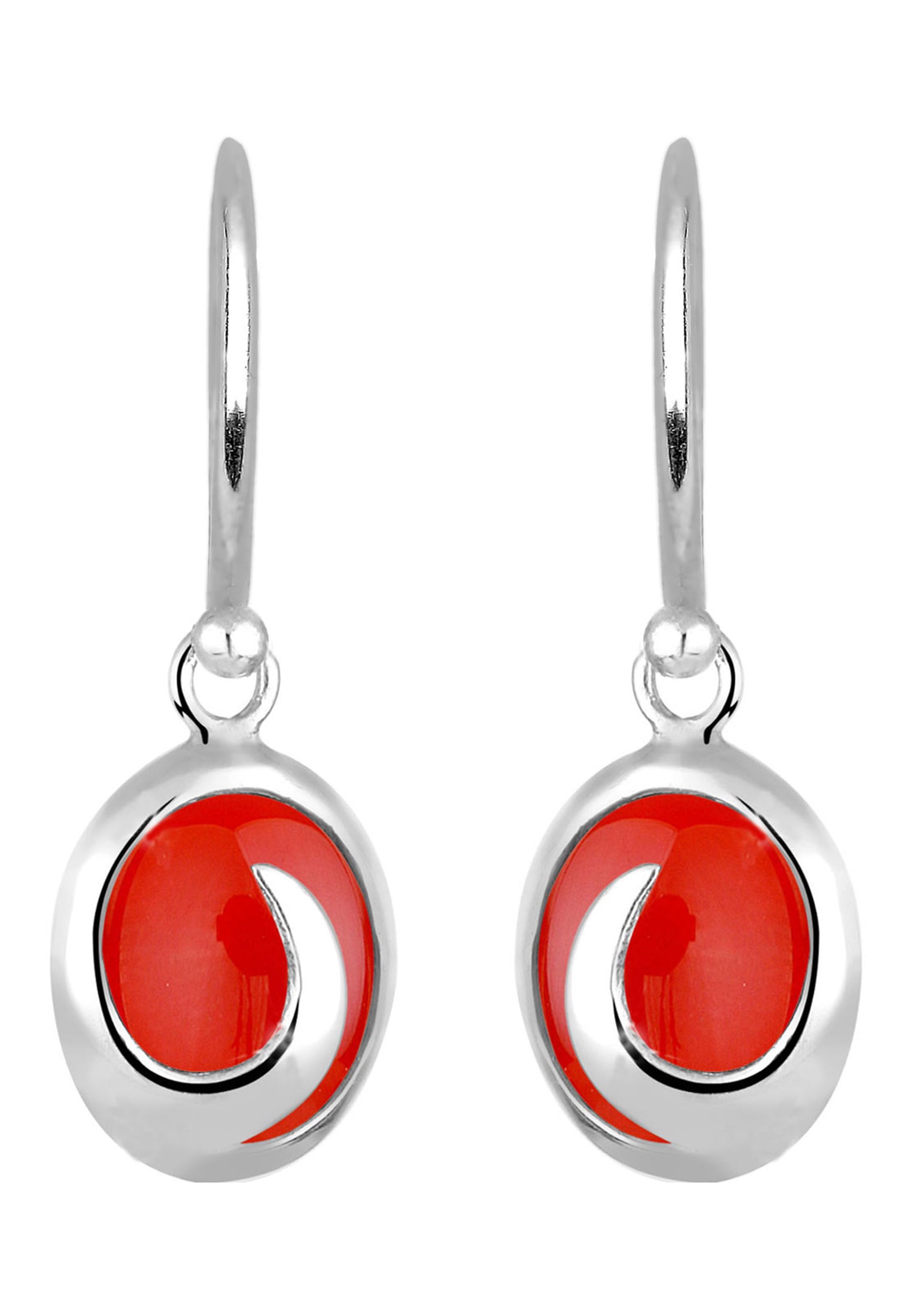 Elli Paar Ohrhänger »Ohrringe Karneol Edelstein Oval Orange 925 Silber«