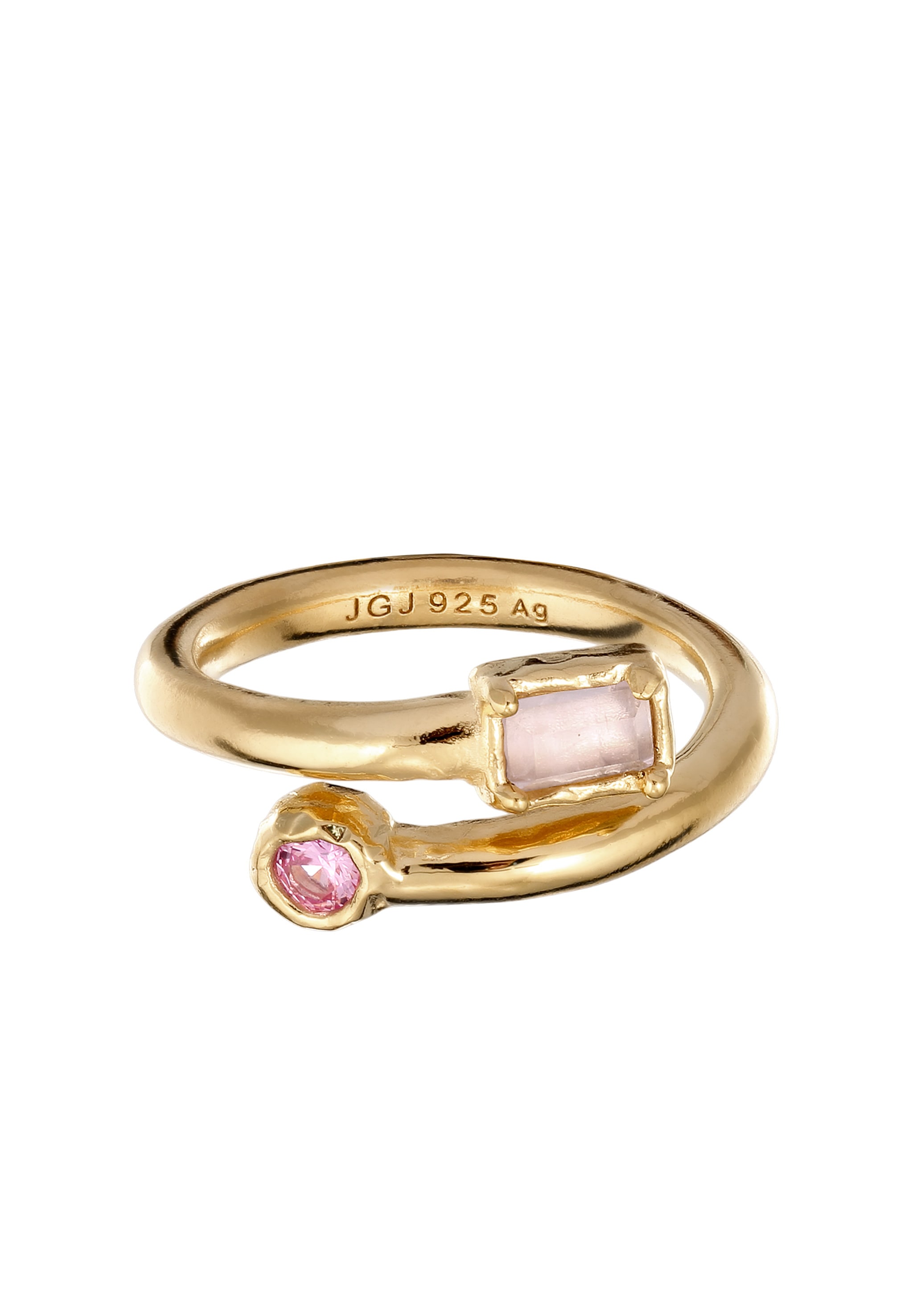 HAZE & GLORY Silberring »Ring Quarz Synthetischer Saphir Pink 925 Sterling Silber vergoldet«