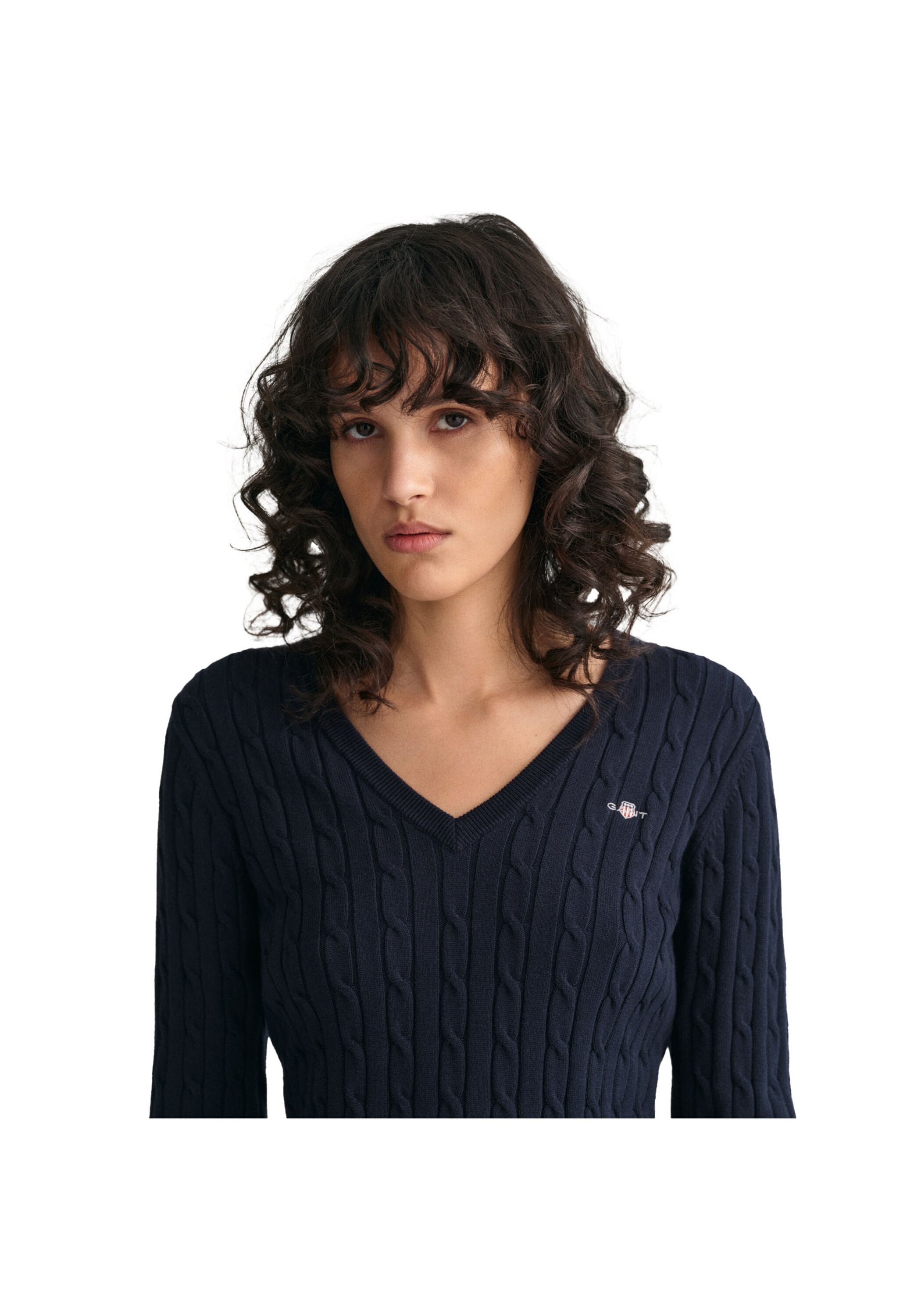 Gant Sweater »Strickpullover STRETCH COTTON CABLE V-NECK«