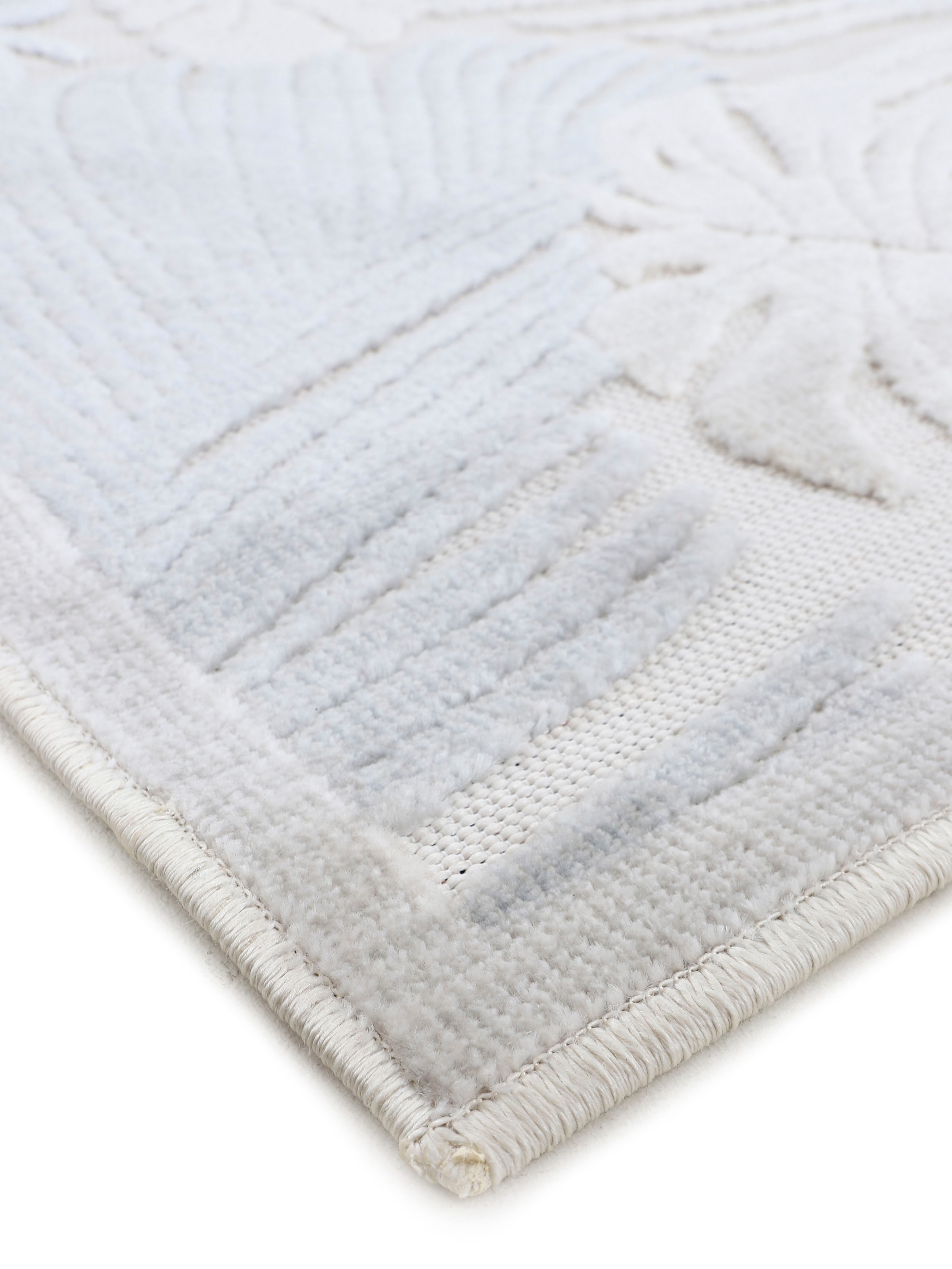 carpetfine Teppich »Deja 104«, rechteckig, 4 mm Höhe, robustes Flachgewebe, Motiv- Floral Palmenblätter, Hoch-Tief Effekt